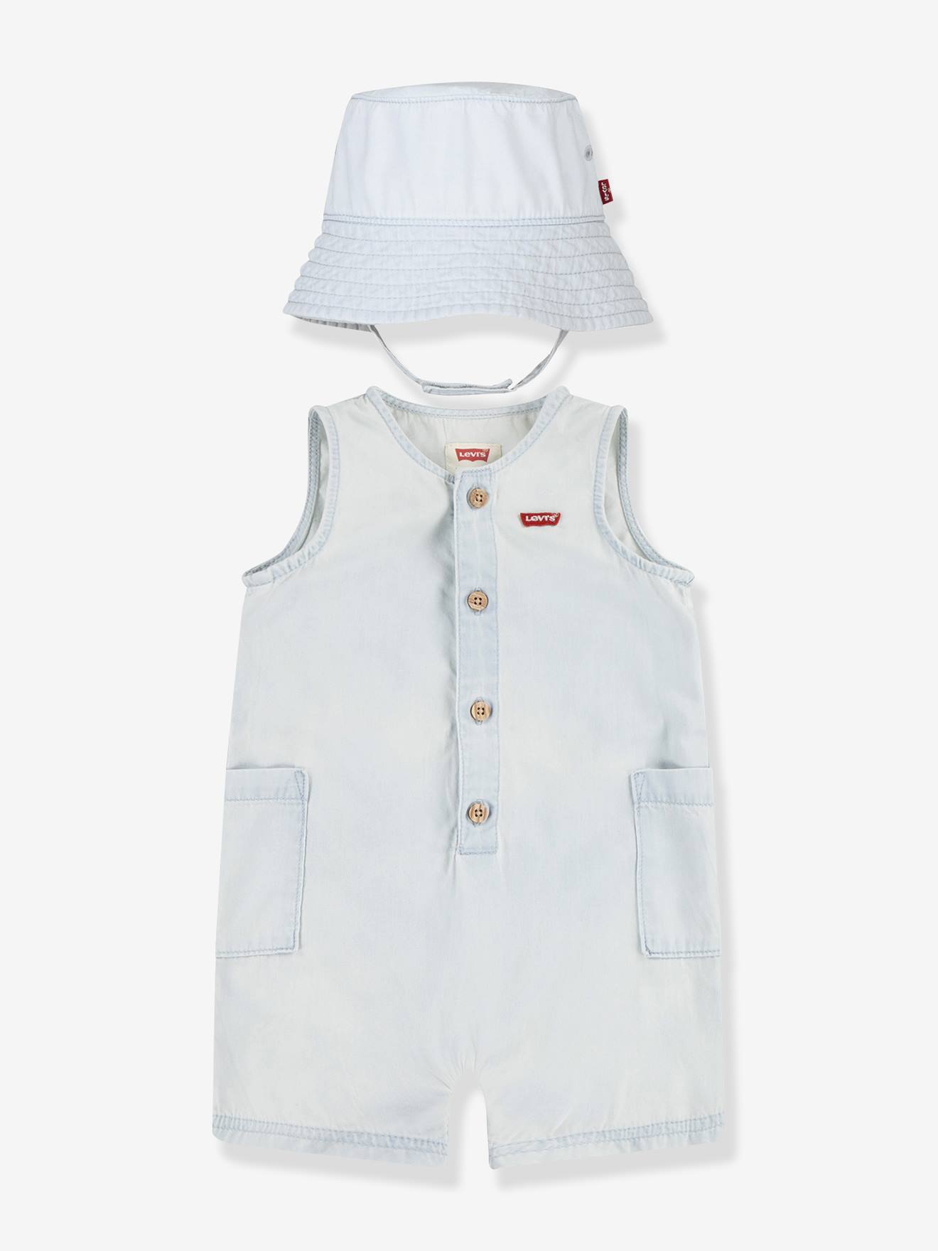 Set denim combi et bob bébé Levi's denim bleached