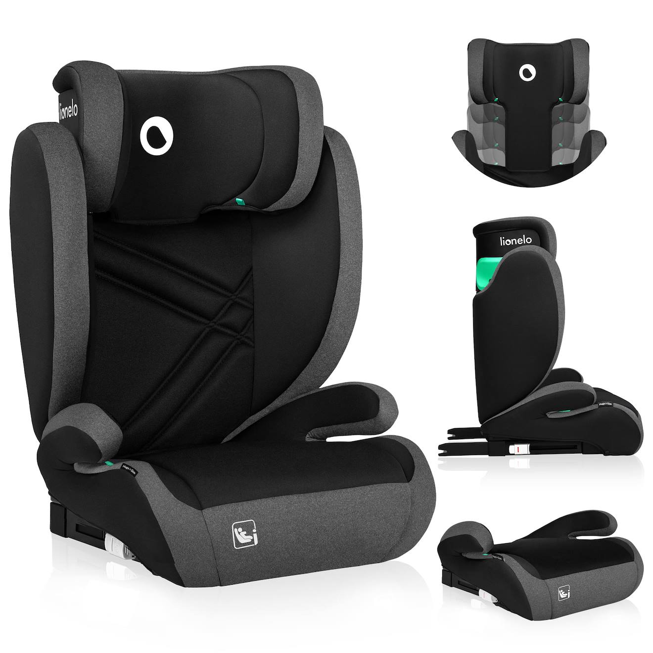 Siège Auto Hugo I-size 100-150 Cm Avec Isofix Et Appui-tête À Mémoire De Forme Black Grey