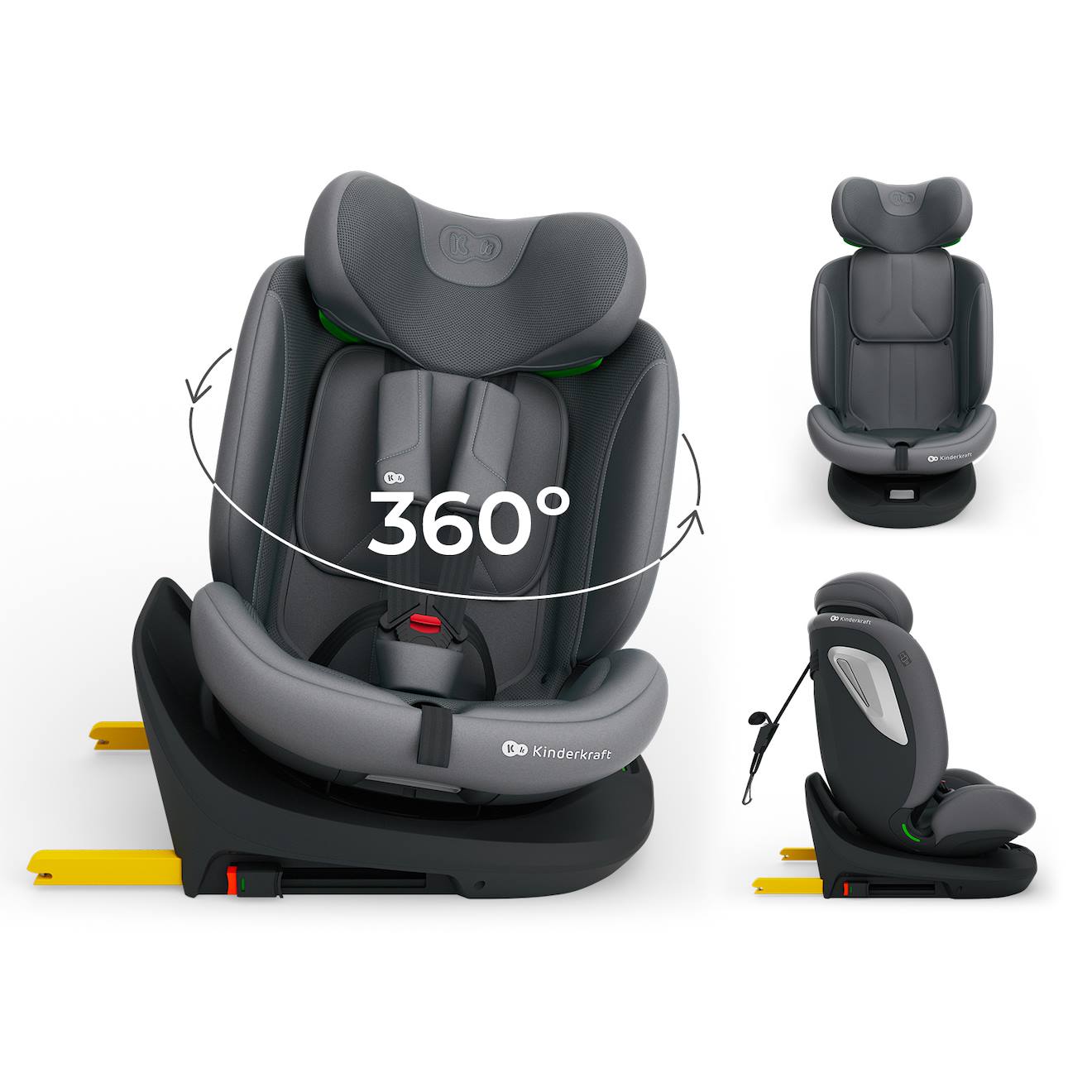 Siège Auto I-grow 2 Plus, I-size 4-en-1 40-150 Cm Pivotant 360°, Isofix, Top Tether, Dos Et Face Route, Protection Latérale, Inclinable, Ventilation, Évolutif 0-12 Ans Gris