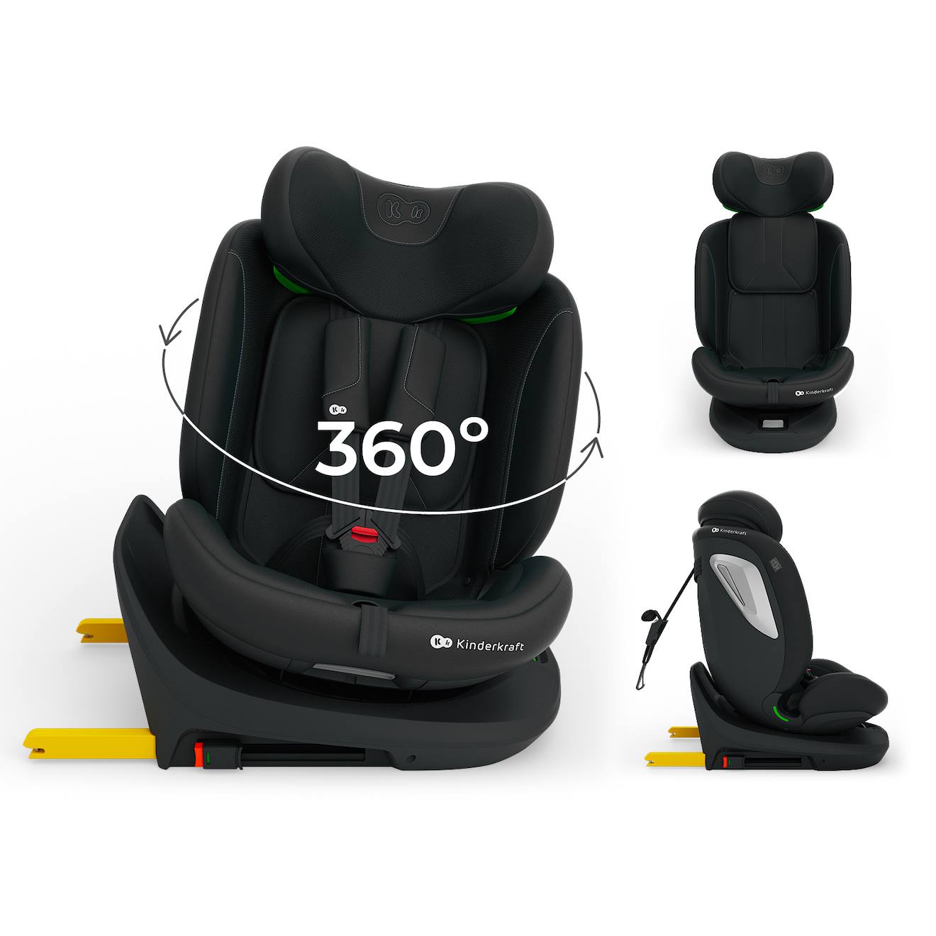 Siège Auto I-grow 2 Plus, I-size 4-en-1 40-150 Cm Pivotant 360°, Isofix, Top Tether, Dos Et Face Route, Protection Latérale, Inclinable, Ventilation, Évolutif 0-12 Ans Noir