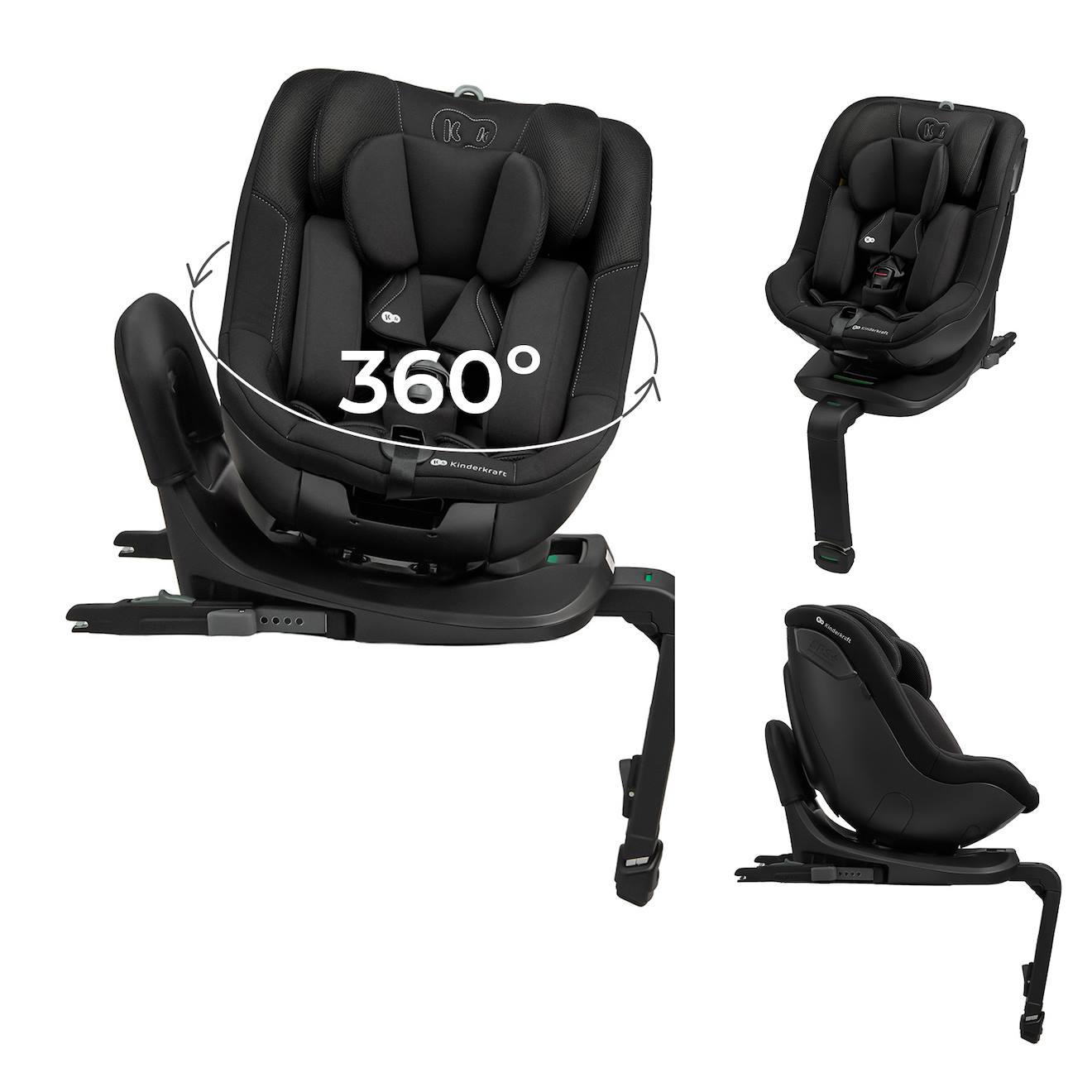 Siège Auto Kinderkraft I-guard I-size Pivotant À 360° Avec Isofix, Jambe De Force Et Système Air Flow R129 Noir