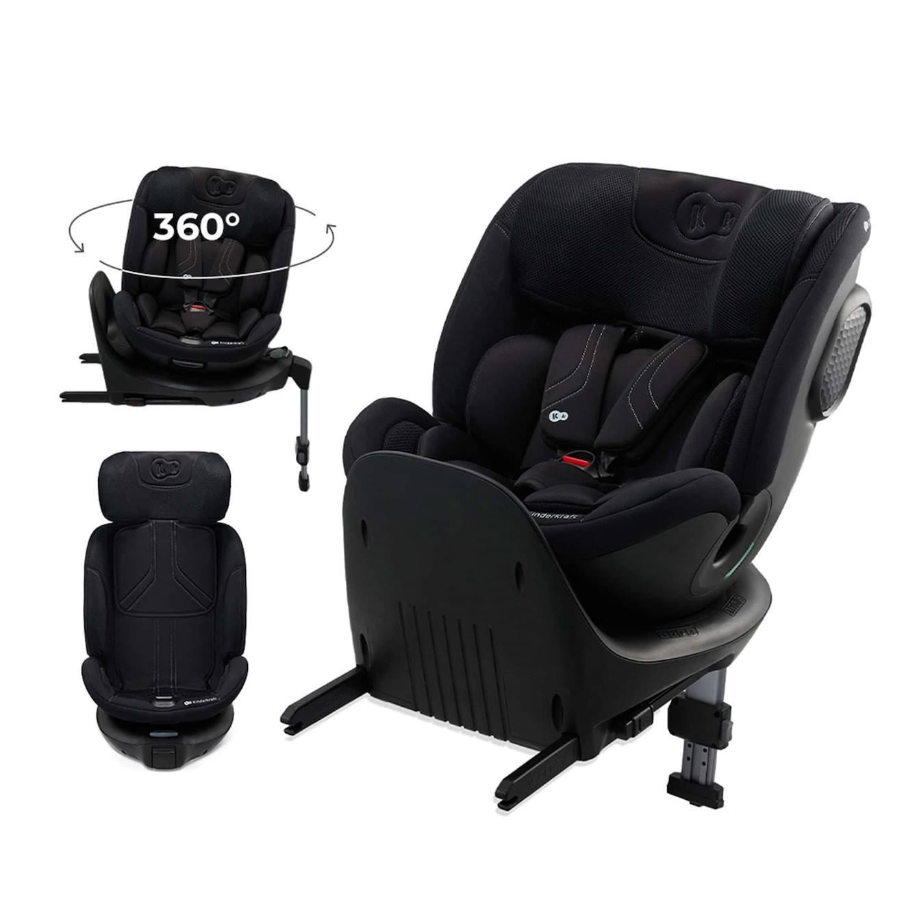 Siège Auto Kinderkraft Xrider 2 I-size Avec Rotation 360°, Isofix, Sps+, H-guard+, Easy Grow Et Jambe De Force Noir