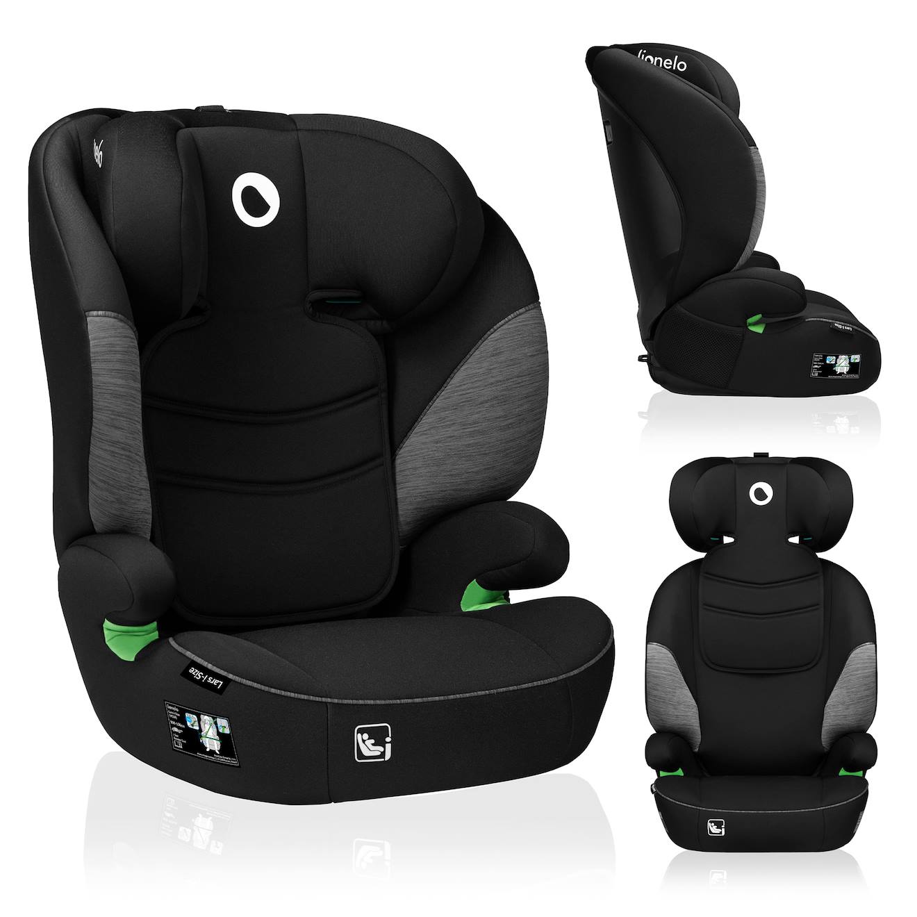 Siège Auto Lars I-size 100-150 Cm Avec Assise Large Et Revêtement Amovible Black Grey
