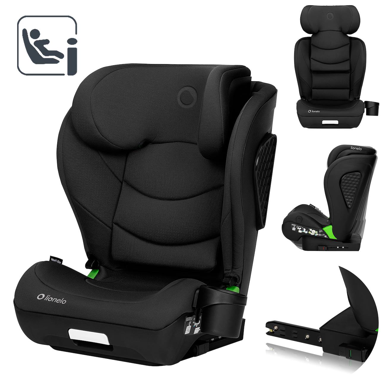 Siège Auto Neal I-size 100-150 Cm Avec Isofix, Assise Large Et Porte-gobelet Black Carbon