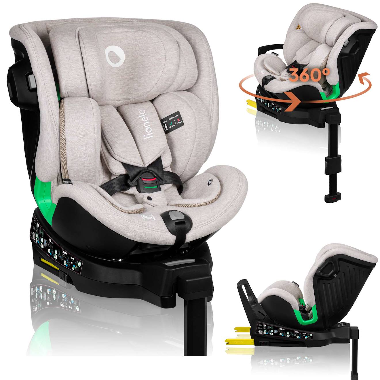 Siège Auto Pivotant 360° Harmony I-size 40-150 Cm Avec Isofix Et Tissu 60% Bambou Beige Sand