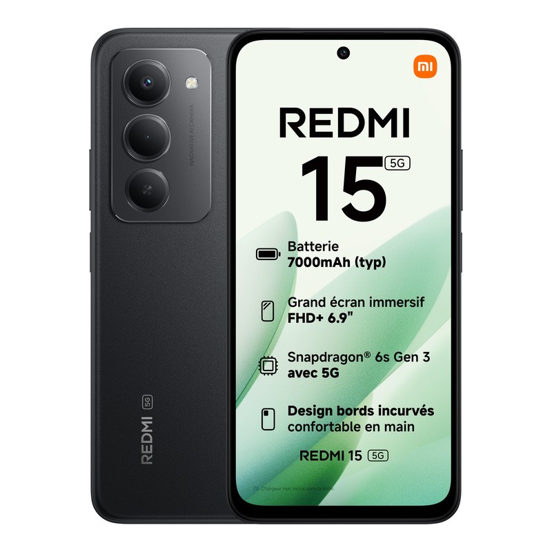 Smartphone Xiaomi Redmi 15 5g 256go Noir