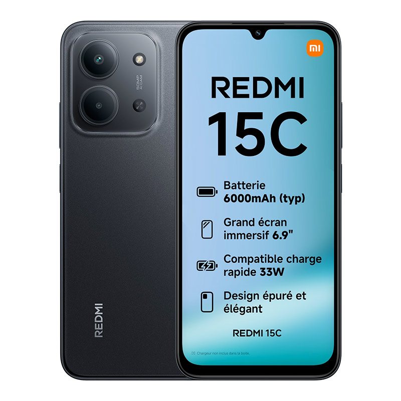 Smartphone Xiaomi Redmi 15c 4g 128go Noir