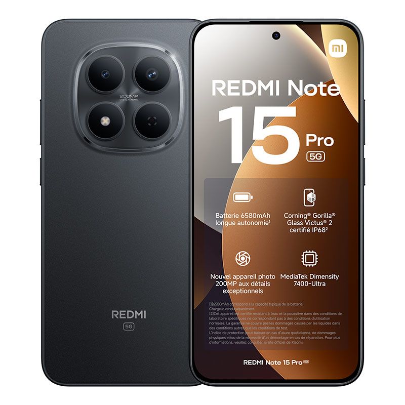 Smartphone Xiaomi Redmi Note 15 Pro 5g 256go Noir
