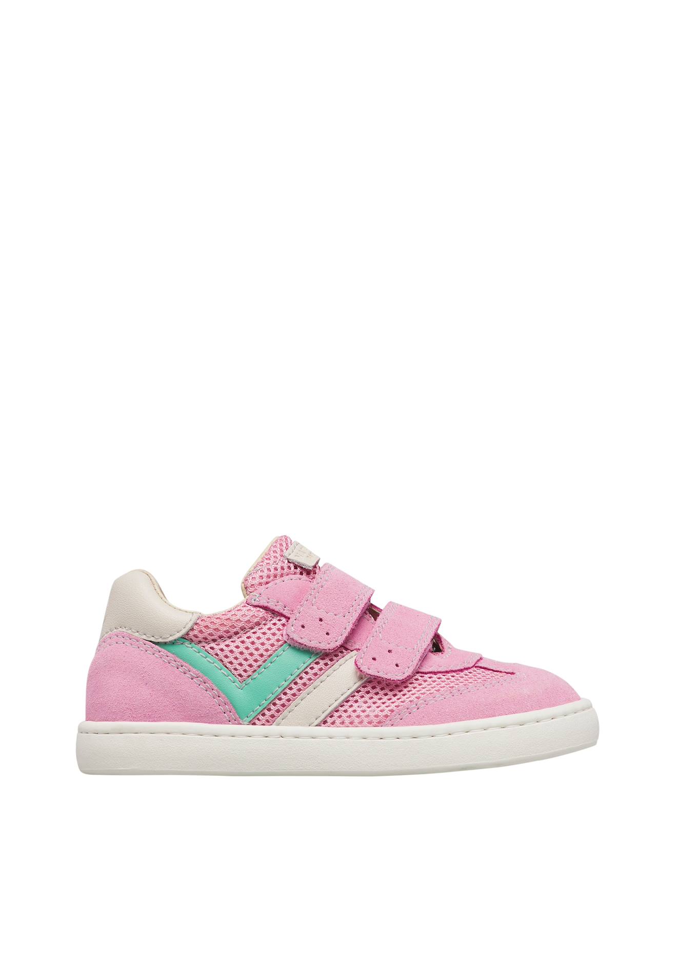 Sneakers En Cuir Et Tissu Kevis 2 Vl. Blanc-rose-