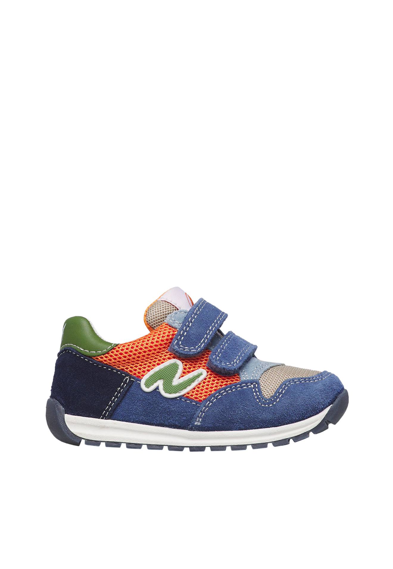 Sneakers En Cuir Et Tissu Sammy 3 Vl. Bleu-orange