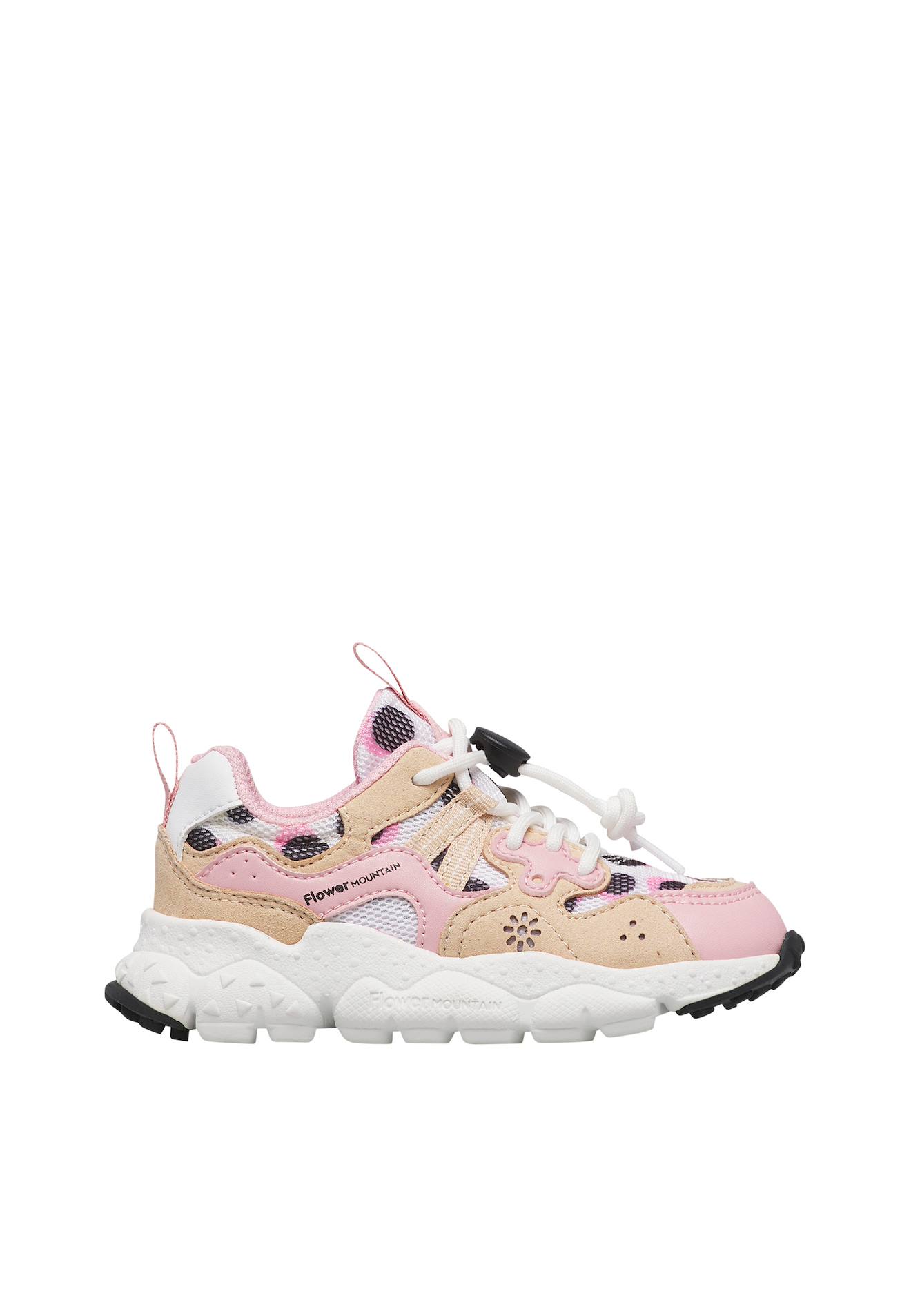 Sneakers En Simili Cuir Et Tissu Technique Yamano 3 Junior. Rose Poudré-noir