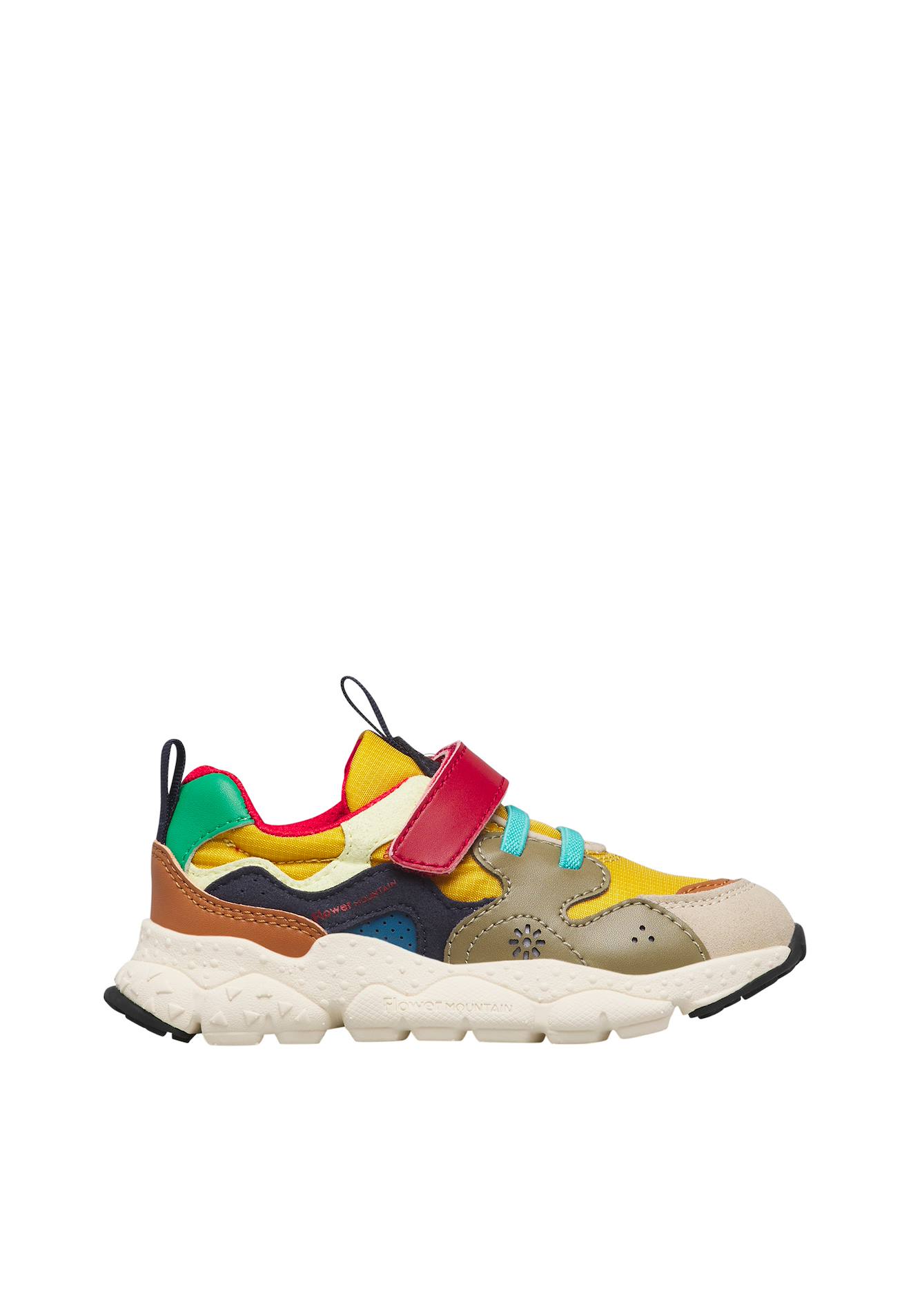 Sneakers En Simili Cuir Et Tissu Technique Yamano 3 Junior Vl. Marron-orange