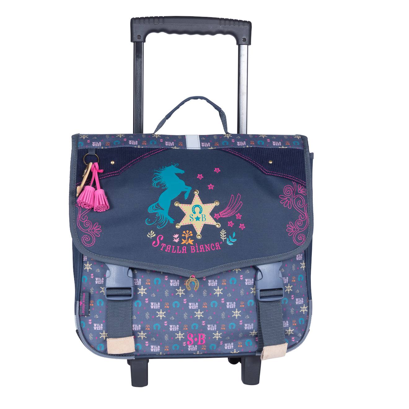 Stalla Bianca - Cartable - Roulettes 38 Cm Fille - Western Bleu - Trolley Primaire Bleu