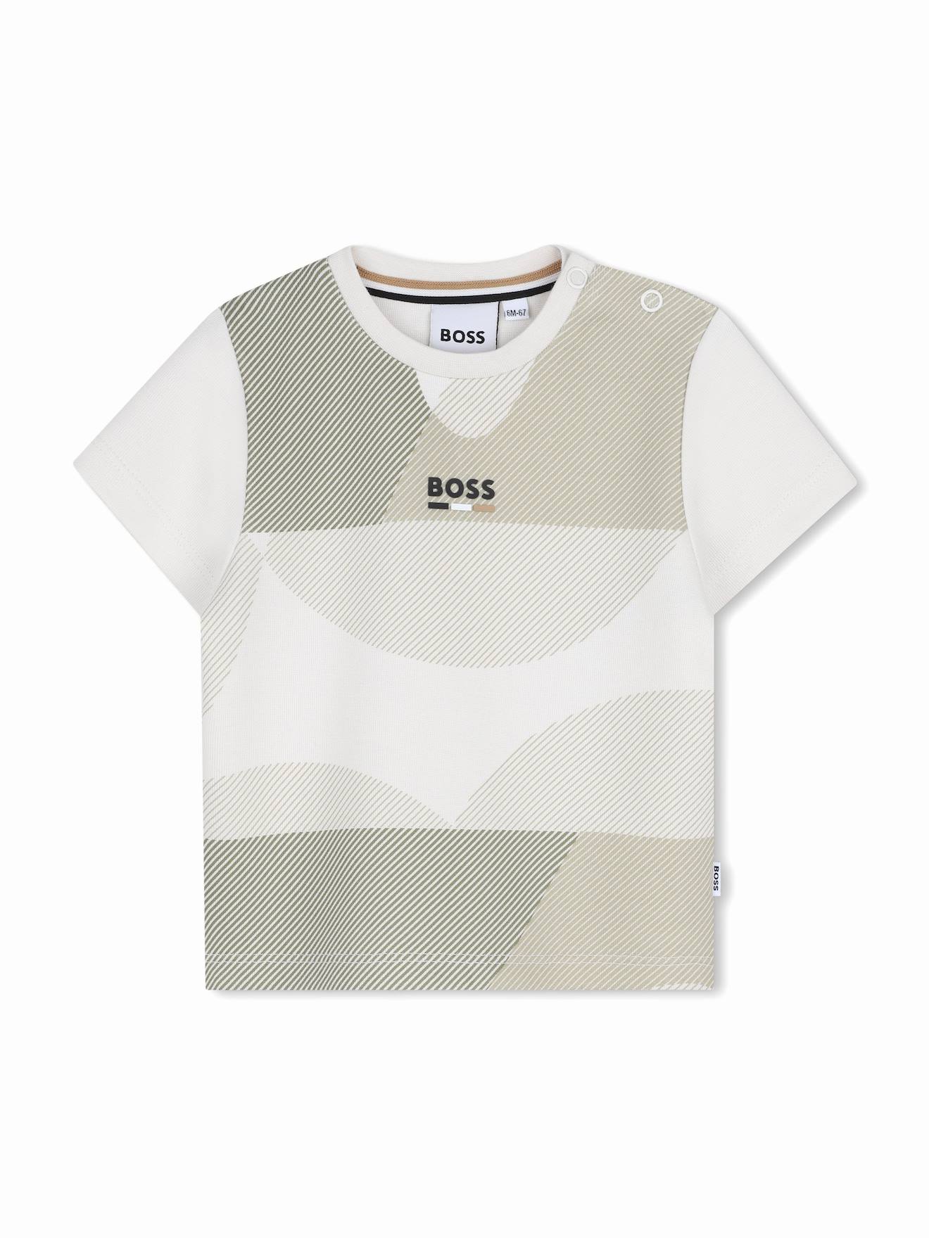 T-shirt Garçon Col Rond Blanc / Vert Pale