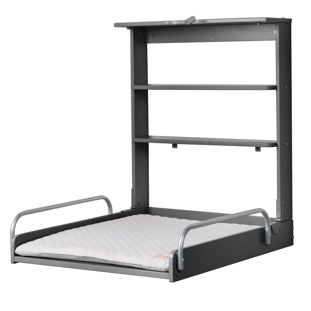 Table À Langer Murale Pliante + Matelas À Langer Déperlant Roba Style Anthracite / Gris Argenté