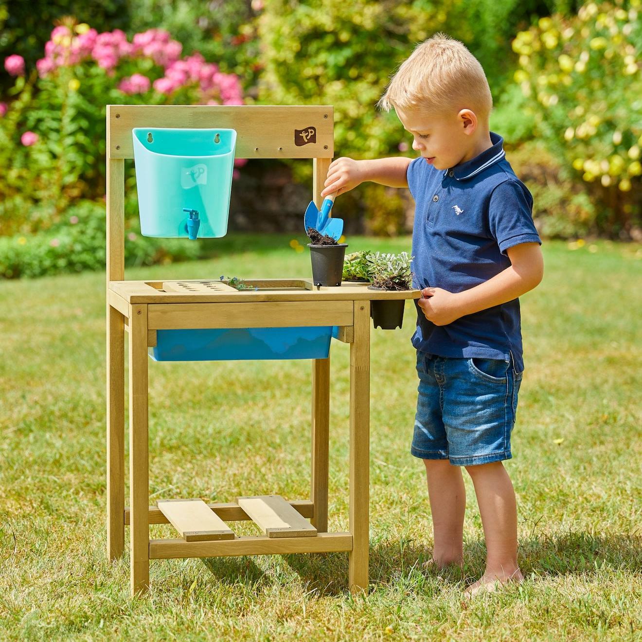 Table À Rempoter Pour Enfant Early Fun Bois Fsc® Marron - Bleu - Noir