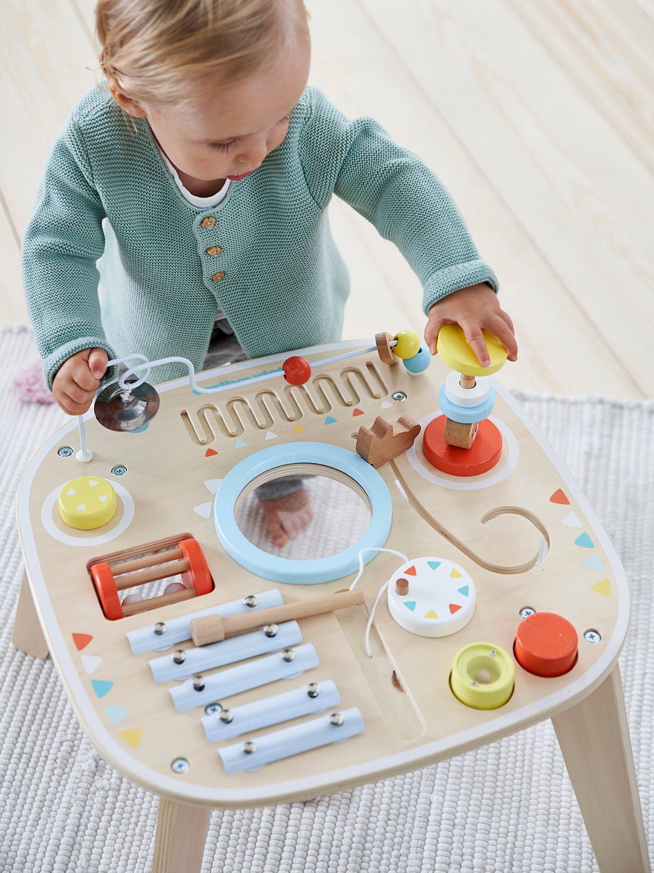 Table d'activités et d'éveil musical bois FSC multicolore