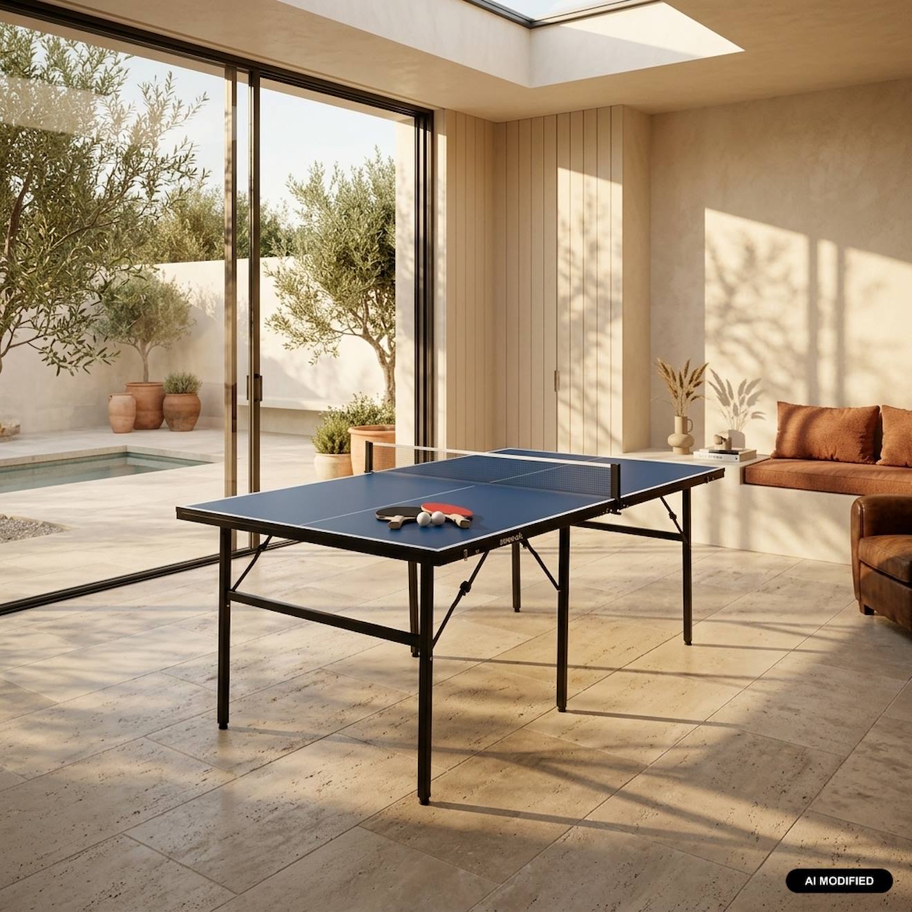 Table De Ping Pong D'intérieur Médium Avec 2 Raquettes Et 3 Balles Bleu