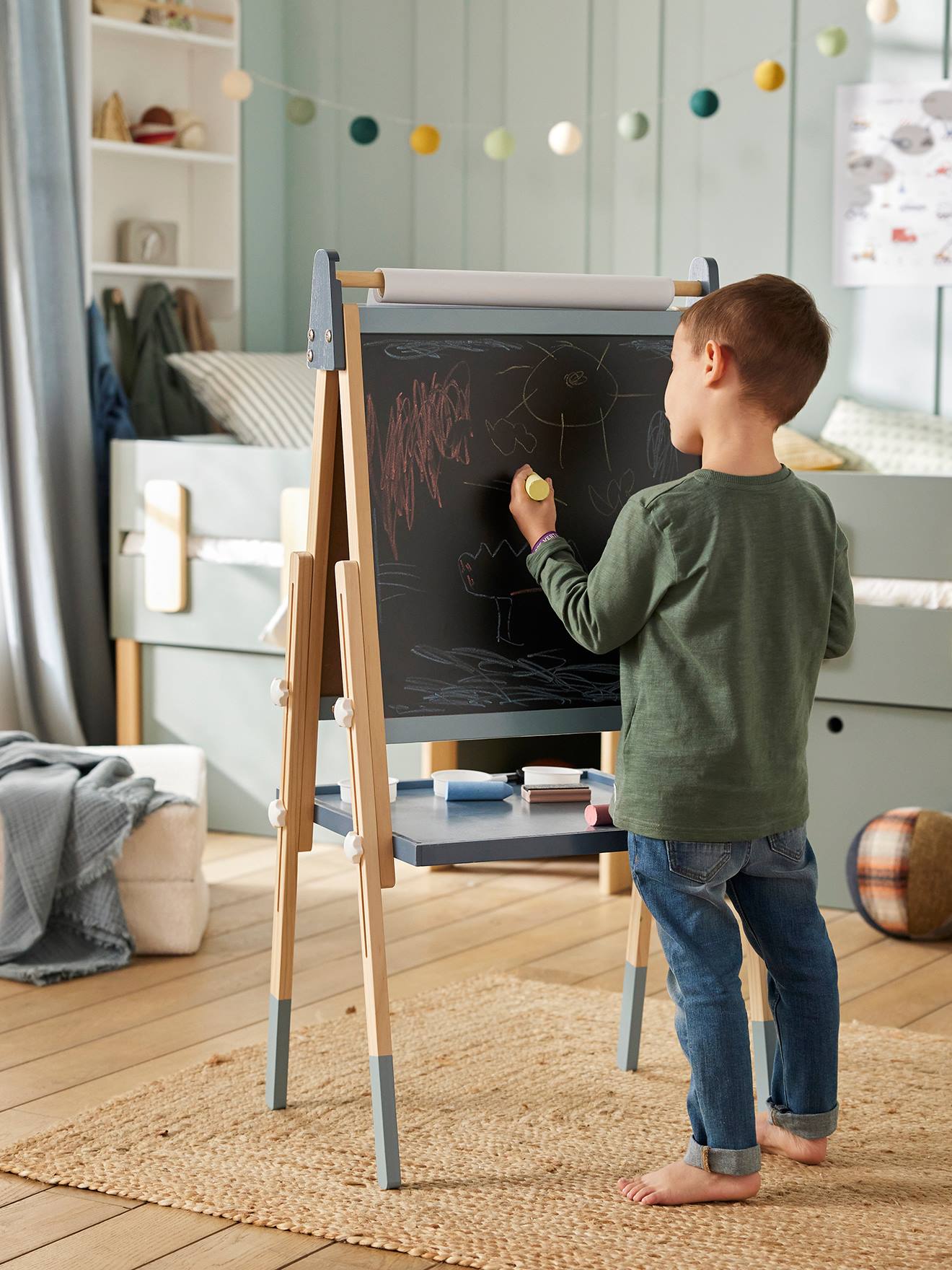 Tableau pliable et réglable en hauteur 3 en 1 en bois FSC marine