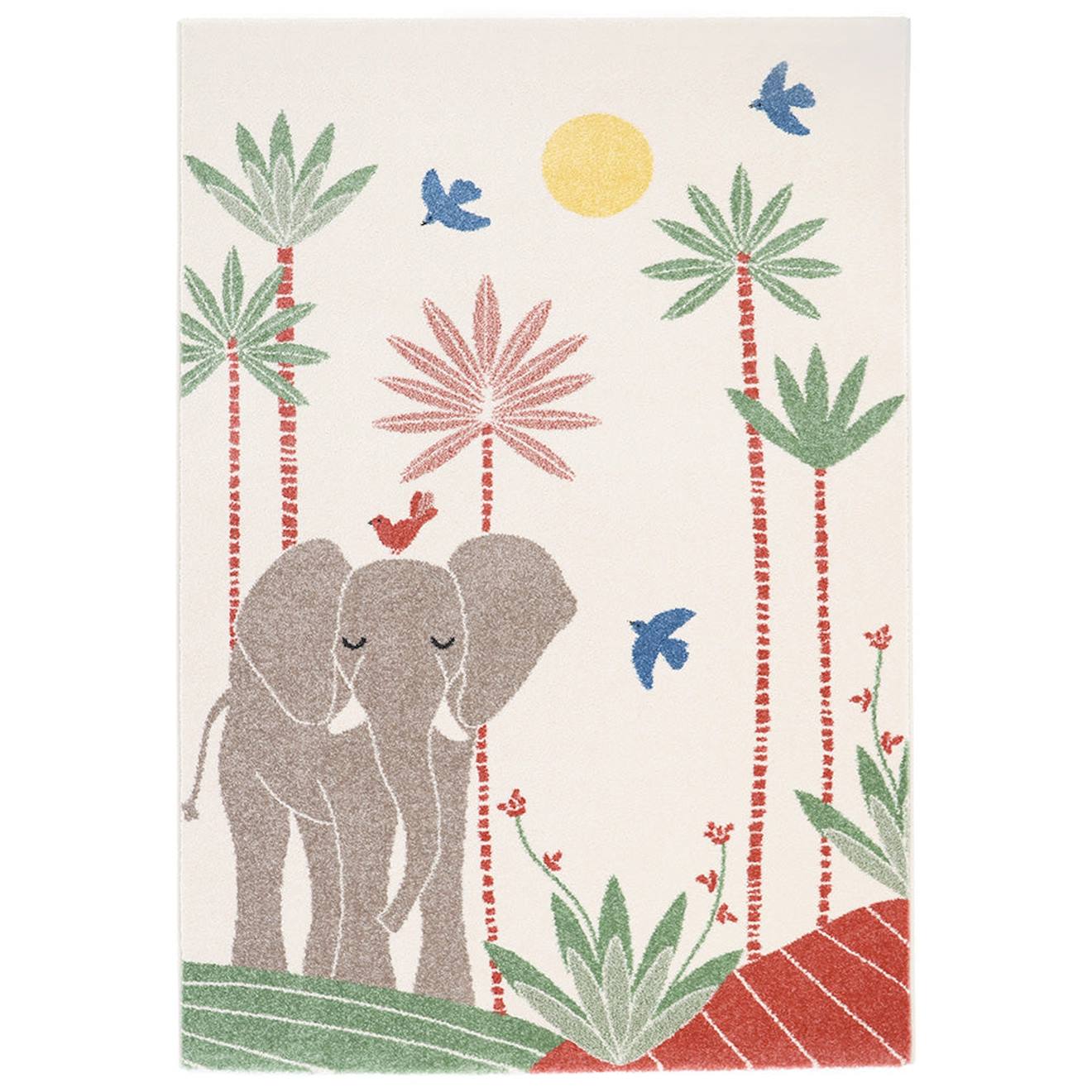 Tapis Chambre Enfant Éléphant Mamalena Multicolore