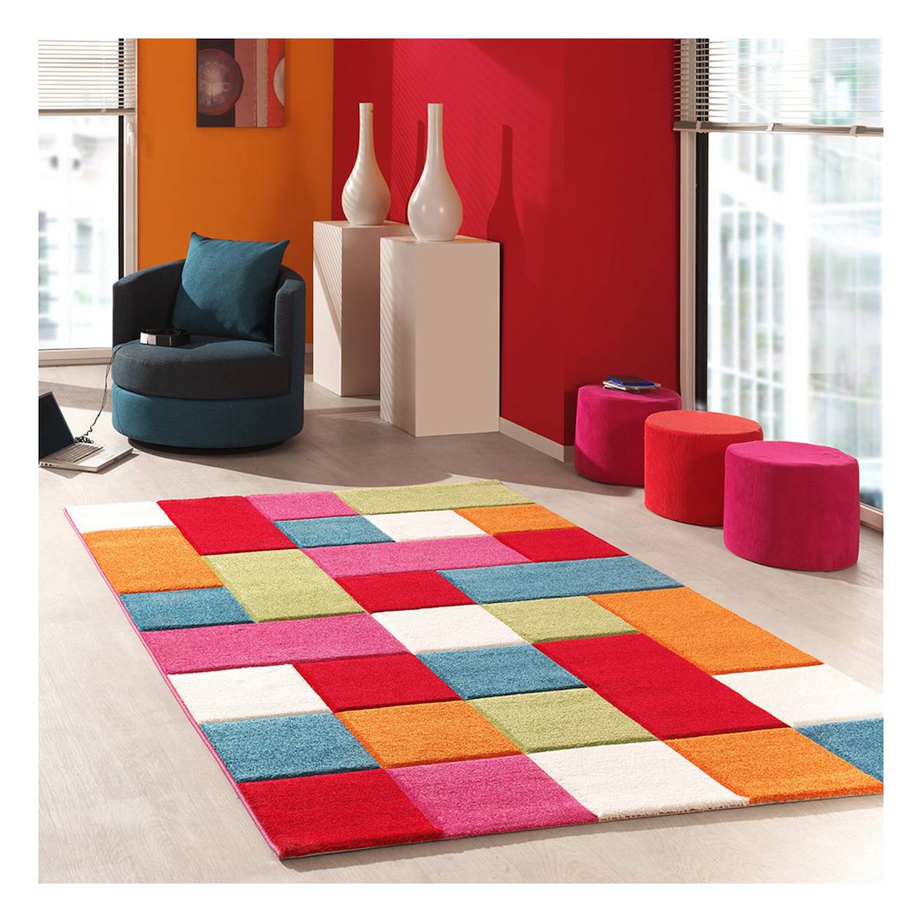 Tapis Chambre Tissé Motif Voiture Lyn8 Kidcar Multicolore