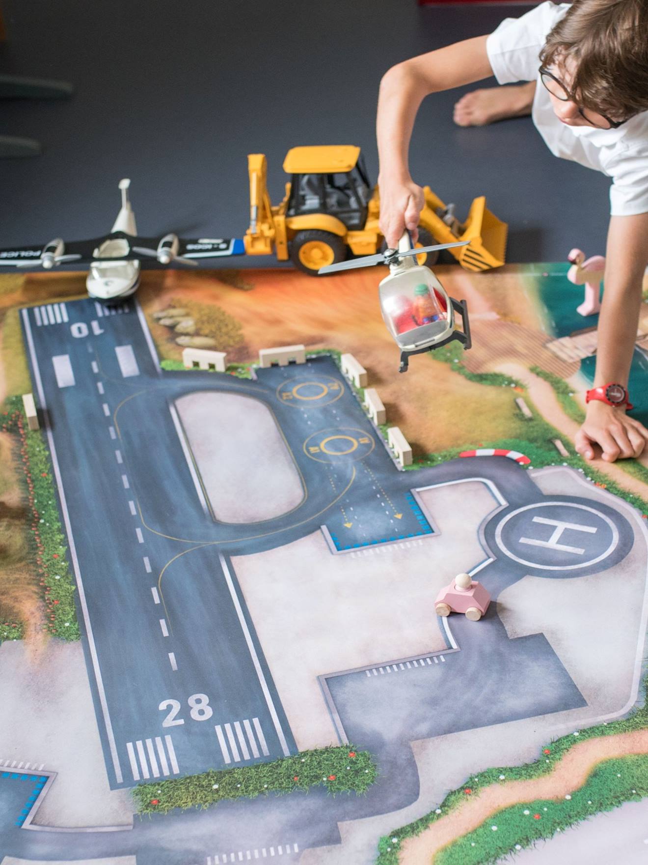 Tapis De Jeu Enfant Avions décollage Immédiat - Fabriqué En France Multicolore