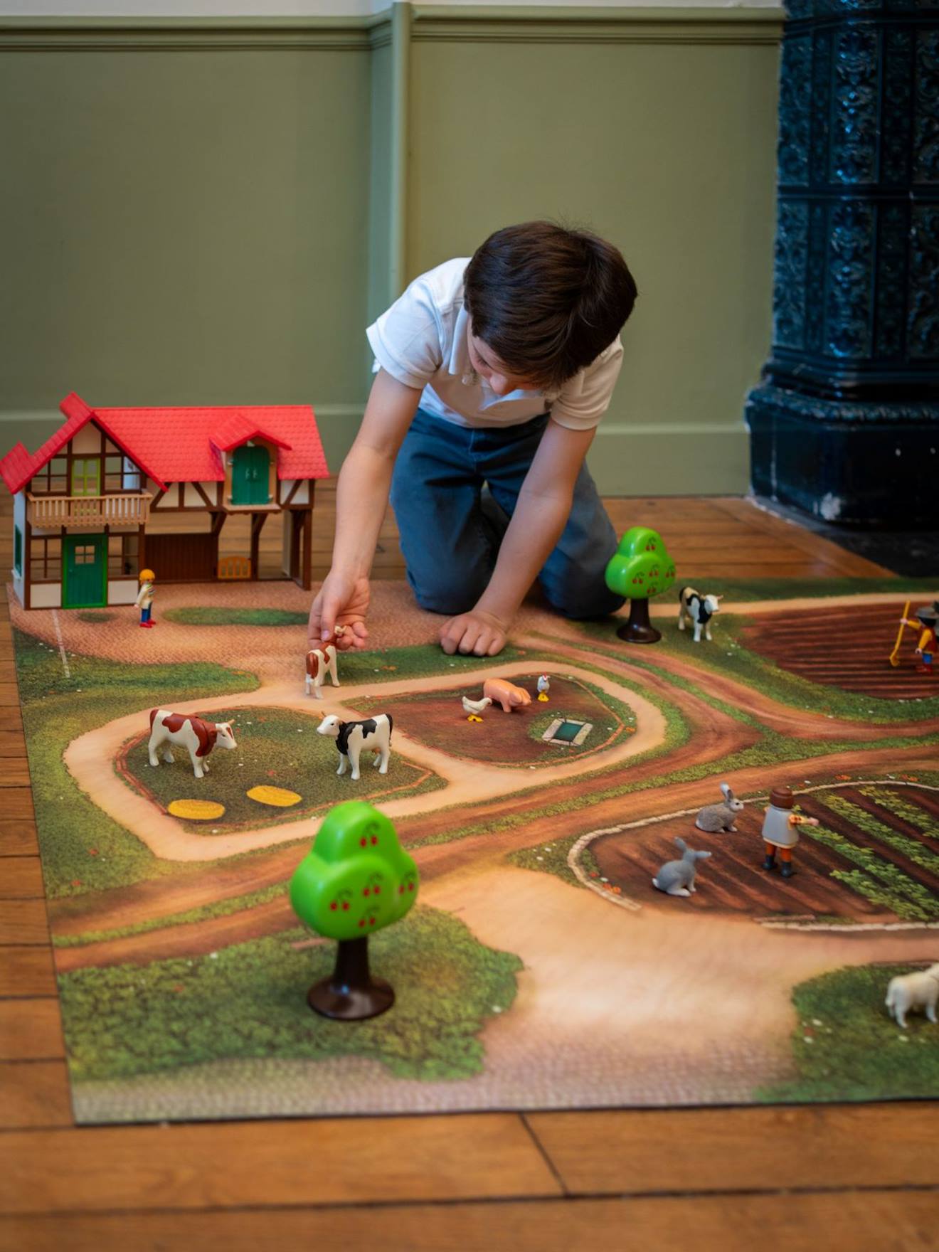 Tapis De Jeu Enfant bienvenue À La Ferme - Fabriqué En France Multicolore