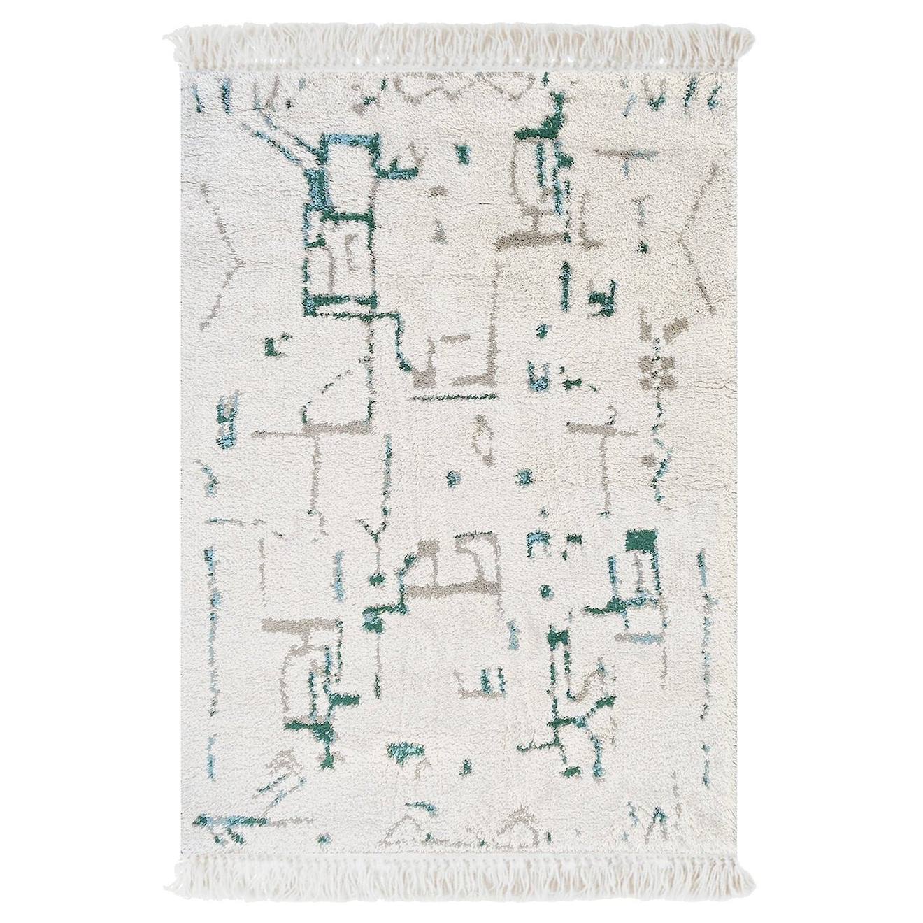 Tapis Design Avec Franges Volubilis Bleu Naturel