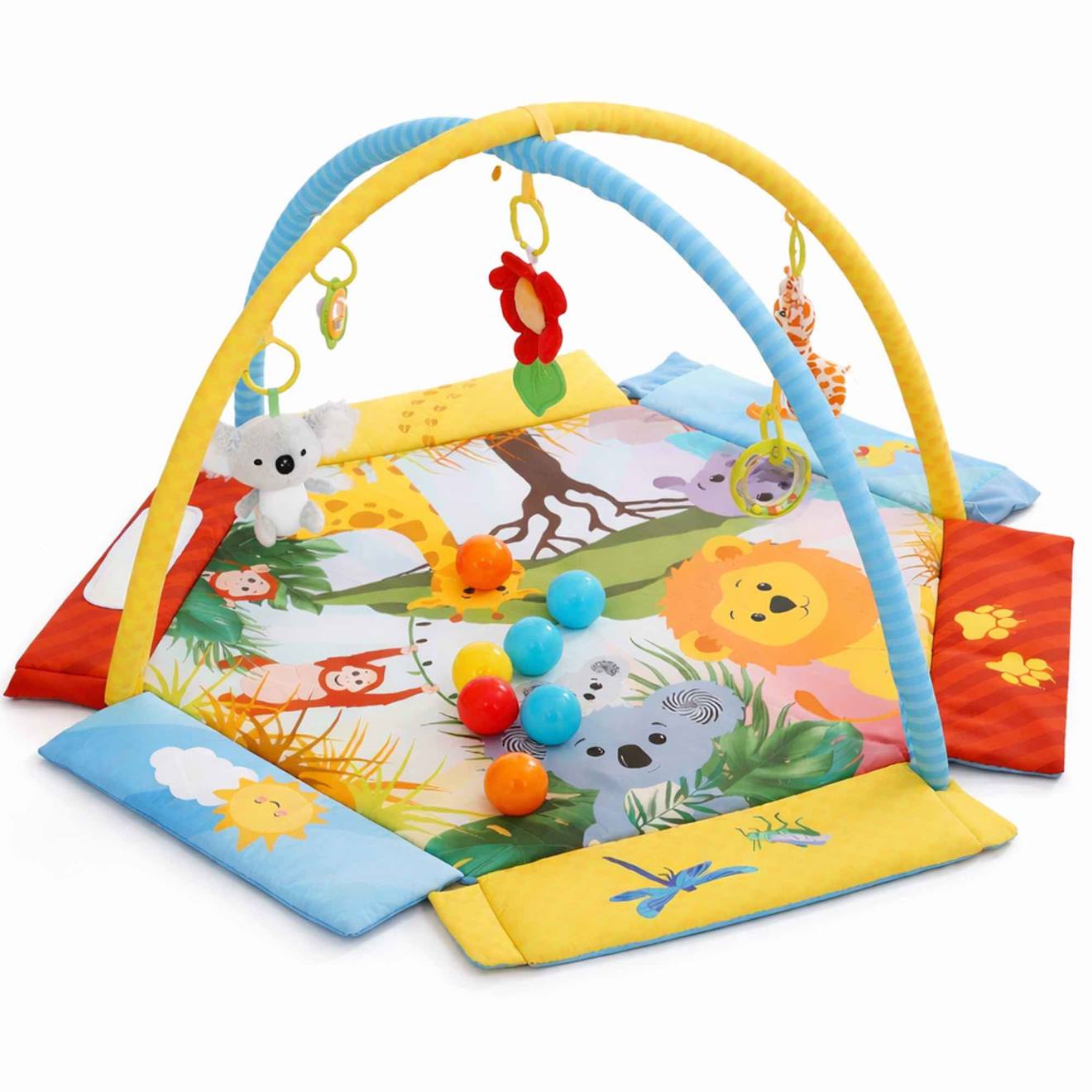 Tapis D'éveil Bébé Piscine À Balles Pliable Jungle Palenquo Jaune