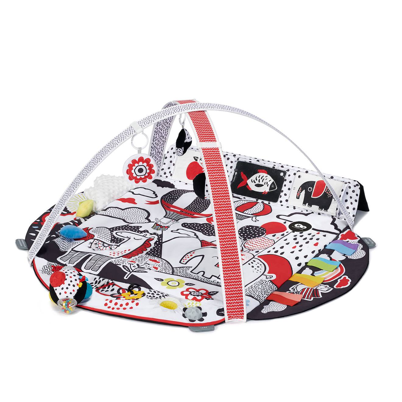 Tapis D’éveil Interactif Kinderkraft 4smart Avec Arches De Jeux, 12 Cartes Contrastées, Jouets Sensoriels Et Miroirs Multicolore