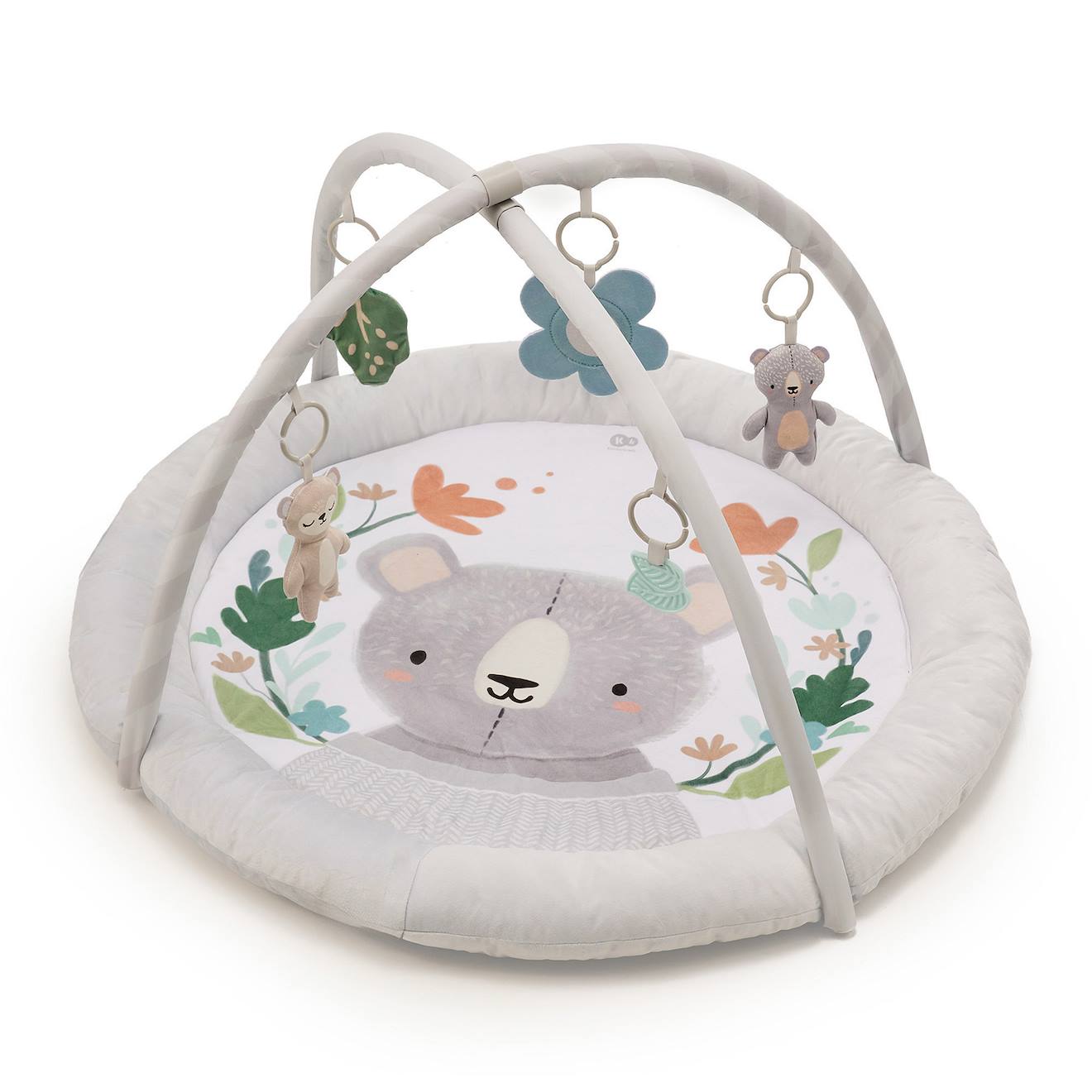 Tapis D’éveil Kinderkraft Cozyplay Avec Arceaux De Jeux, Jouets Sensoriels, Tapis Lavable, Pliable Et Matière Douce Gris