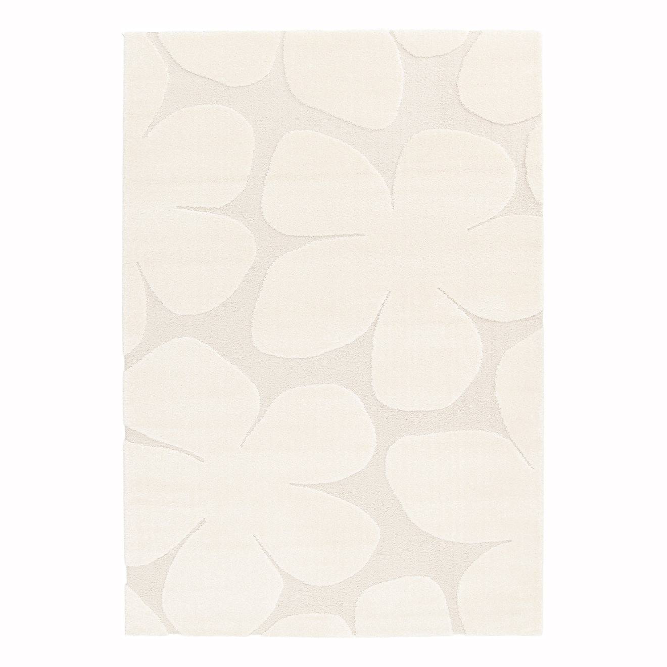 Tapis Doux À Motifs En Relief Blossom Blanc Pur
