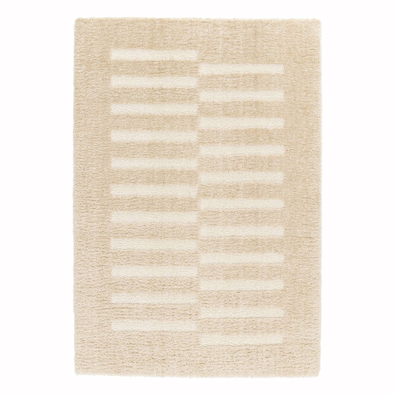 Tapis Doux Et Épais En Polyester Recyclé Effet Relief Passage Beige Sable