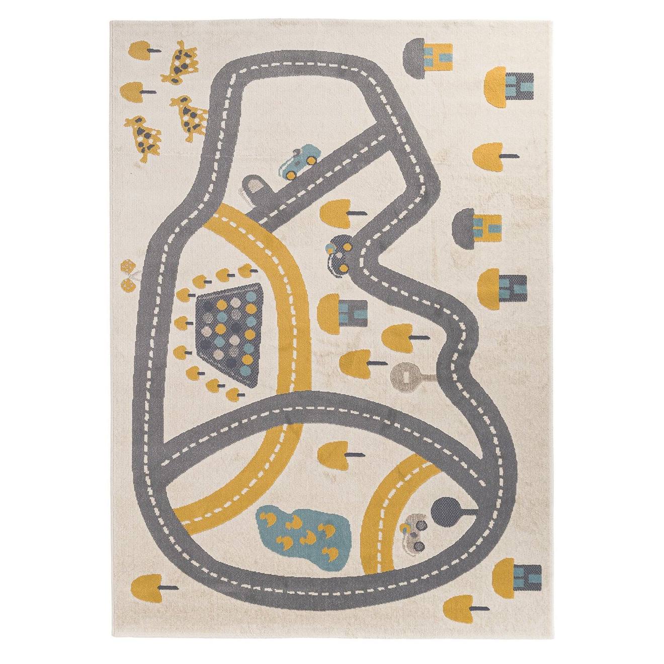 Tapis Enfant À Poils Ras Doux Circuit Palette Colorée
