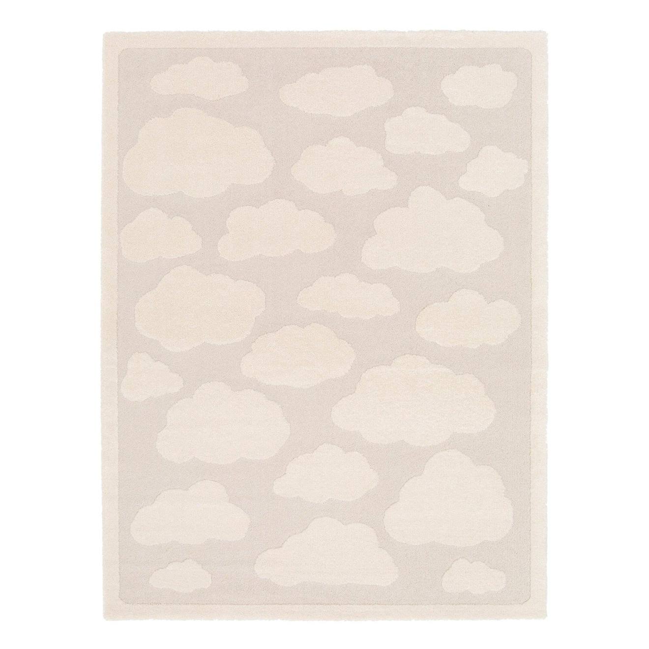 Tapis Enfant Avec Effet Relief Nuages Beige Sable