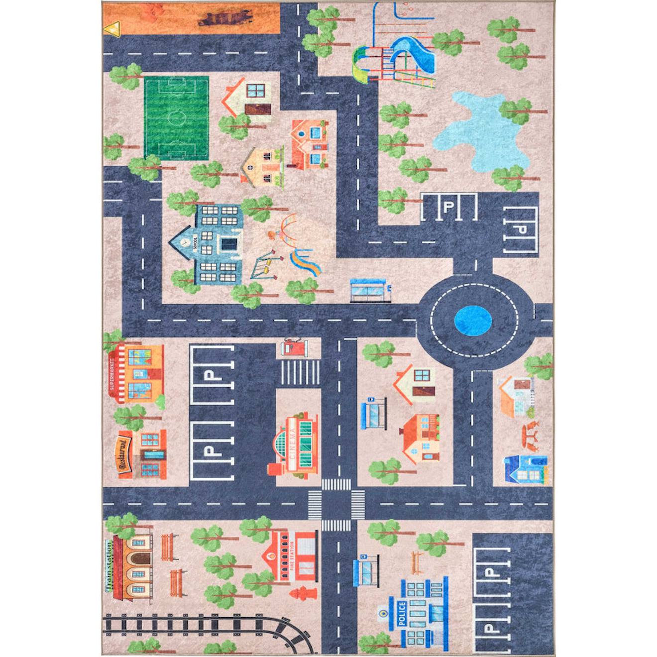 Tapis Enfant Circuit Beige
