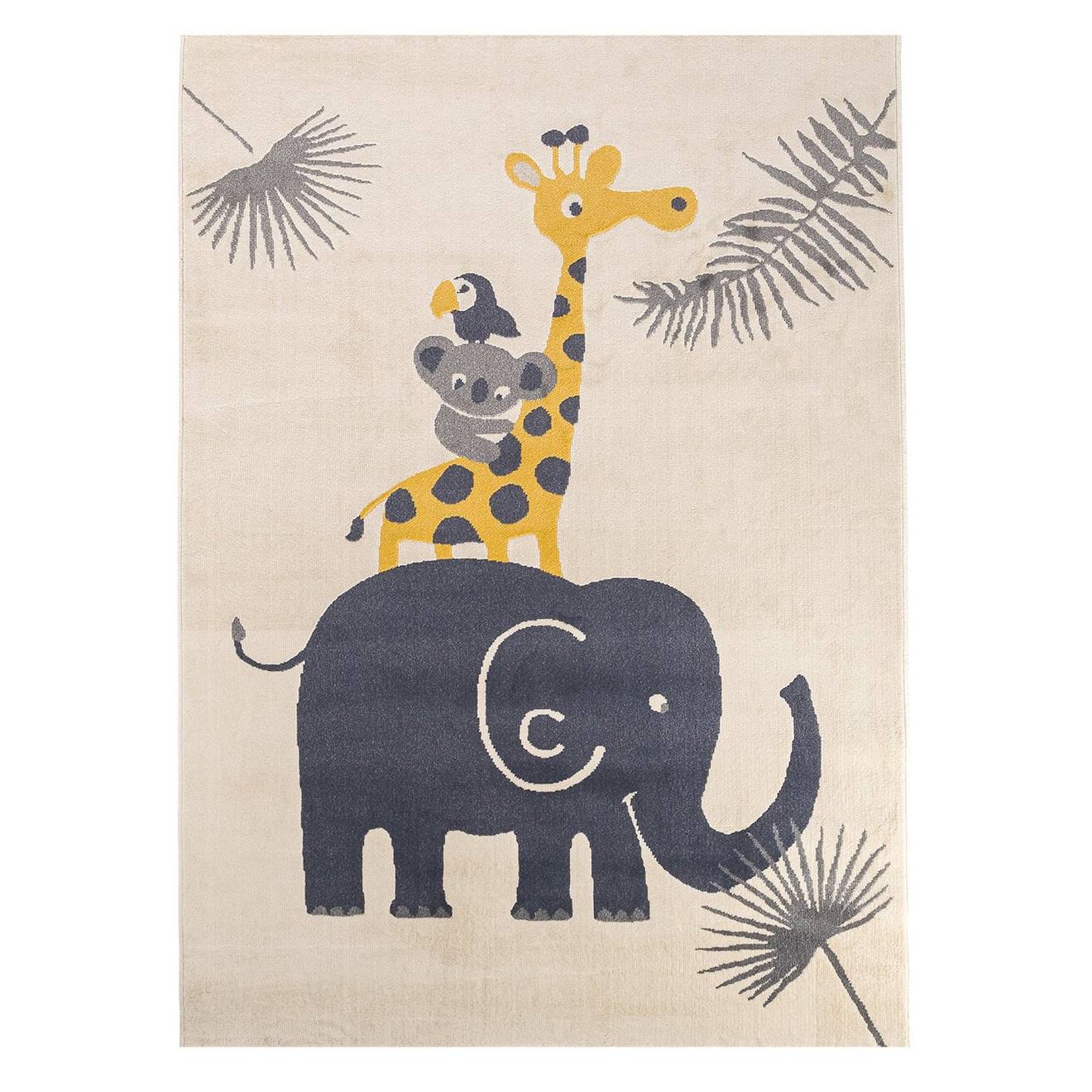 Tapis Enfant Design Et Doux À Poils Ras Jungle Palette Colorée