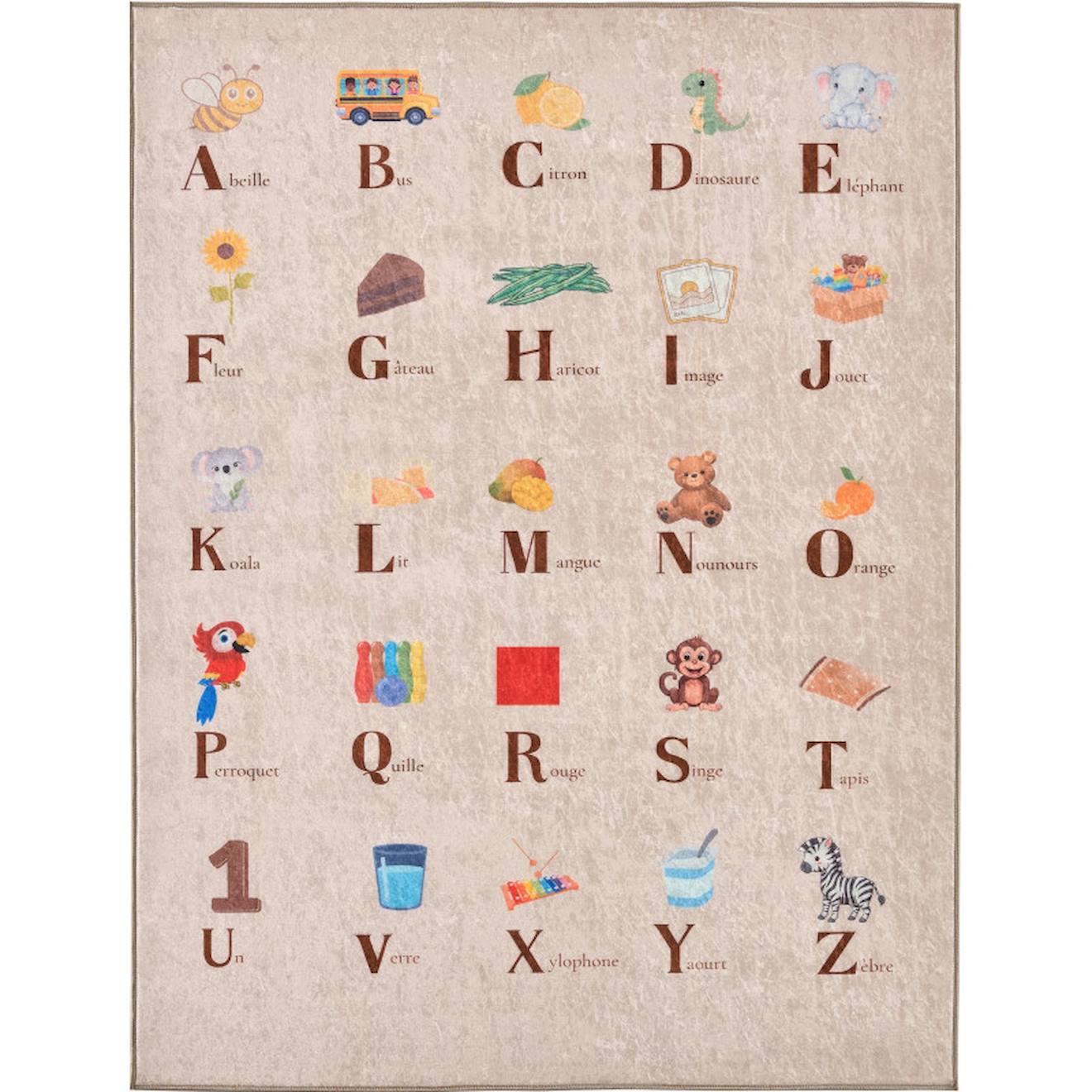 Tapis Enfant Happy Alphabet Beige