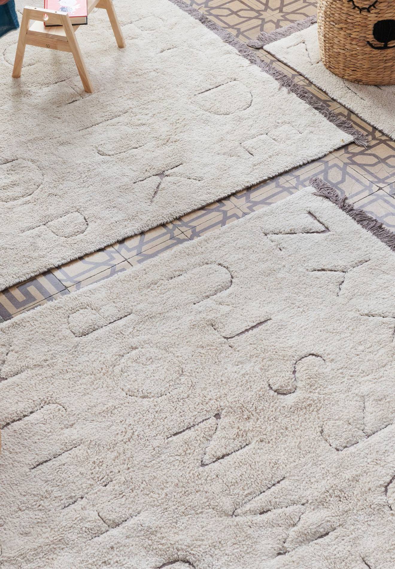 Tapis Enfant Lavable En Coton Rugcycled Abc Naturel