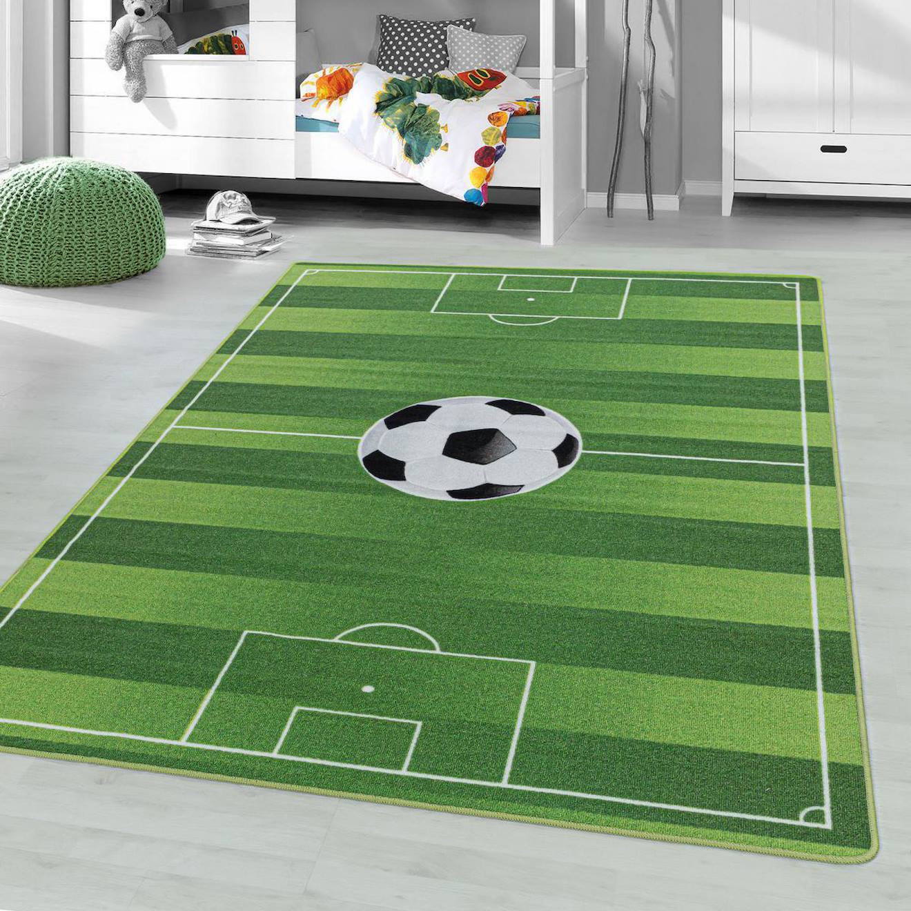 Tapis Enfant Motif Sport Foot Vert