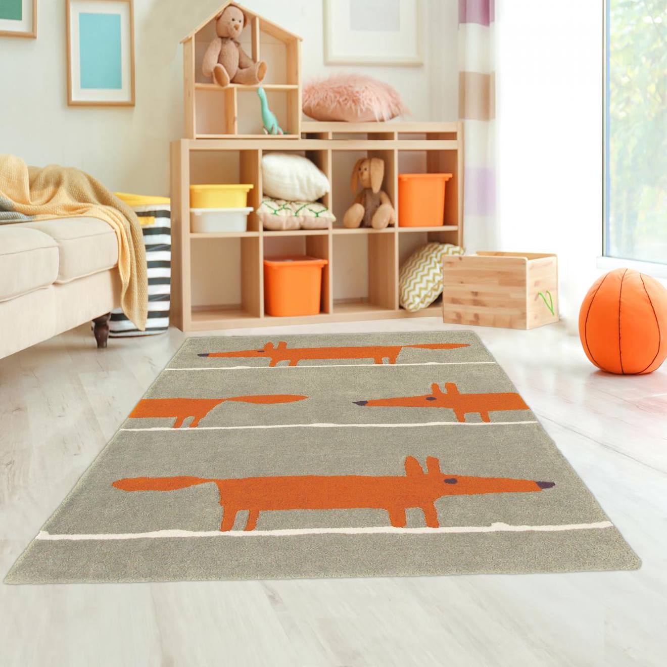 Tapis Enfant Mr Fox En Laine Fait Main Orange