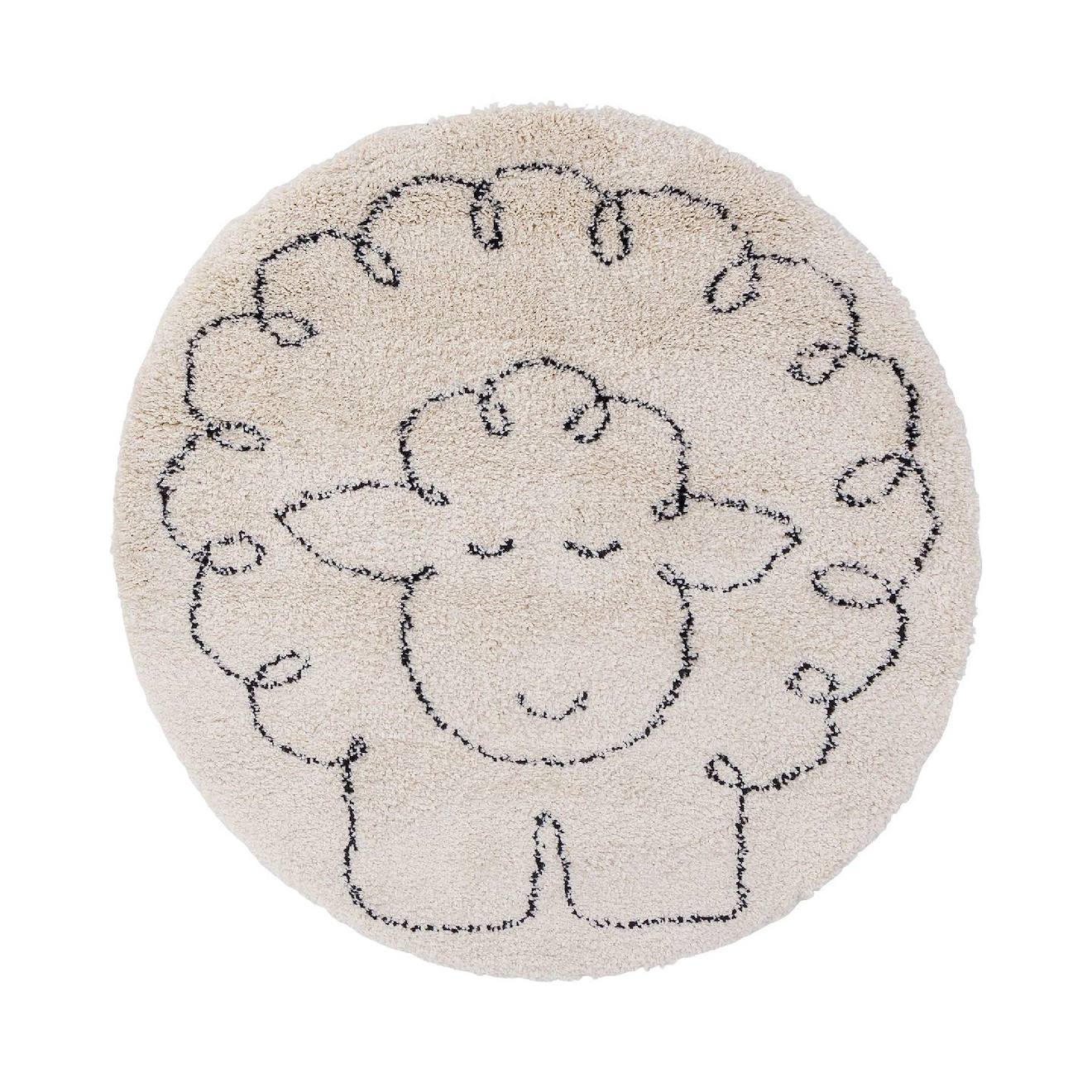 Tapis Enfant Rond Doux Et Épais Petit Mouton Beige Sable