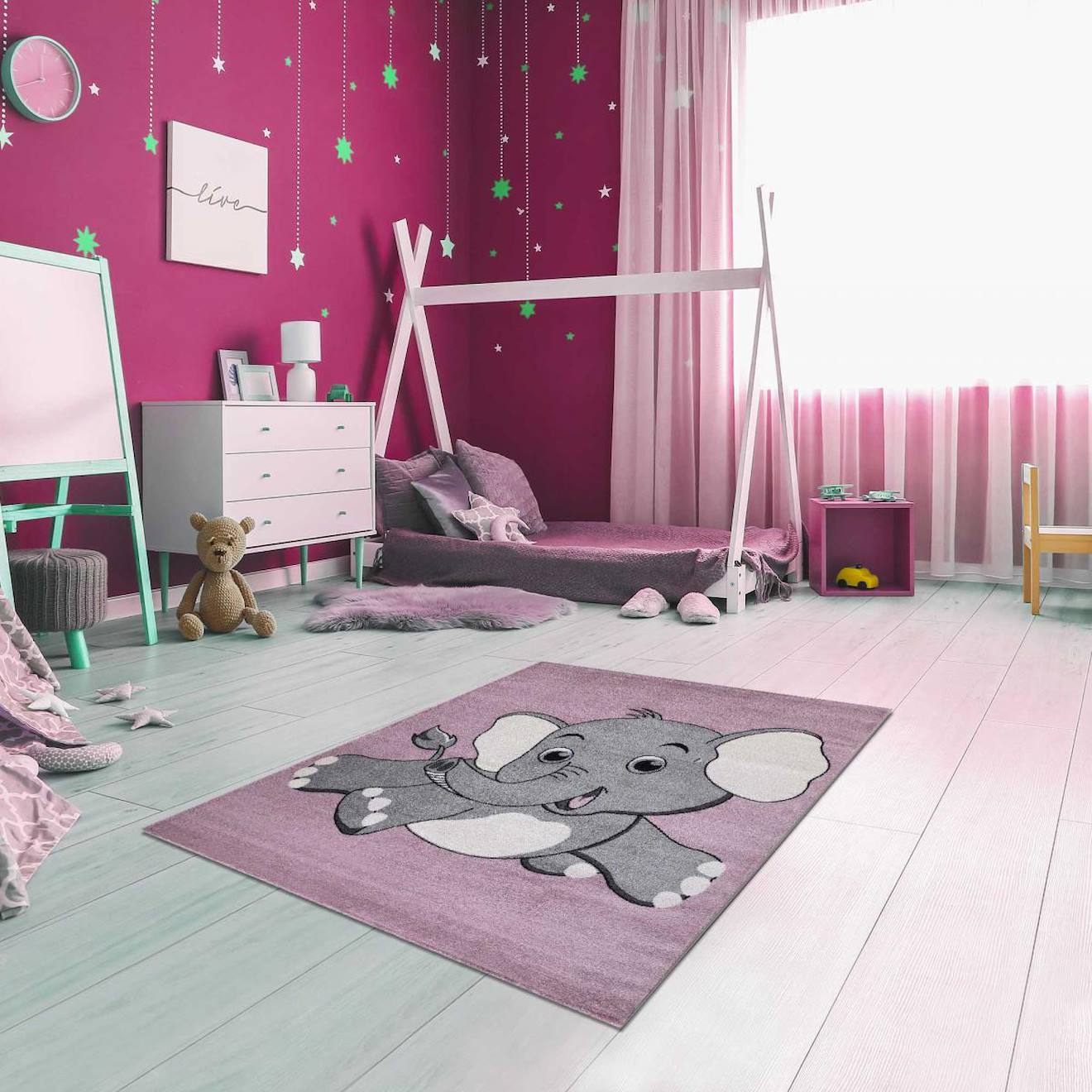 Tapis Enfant Tissé Canfil Rose