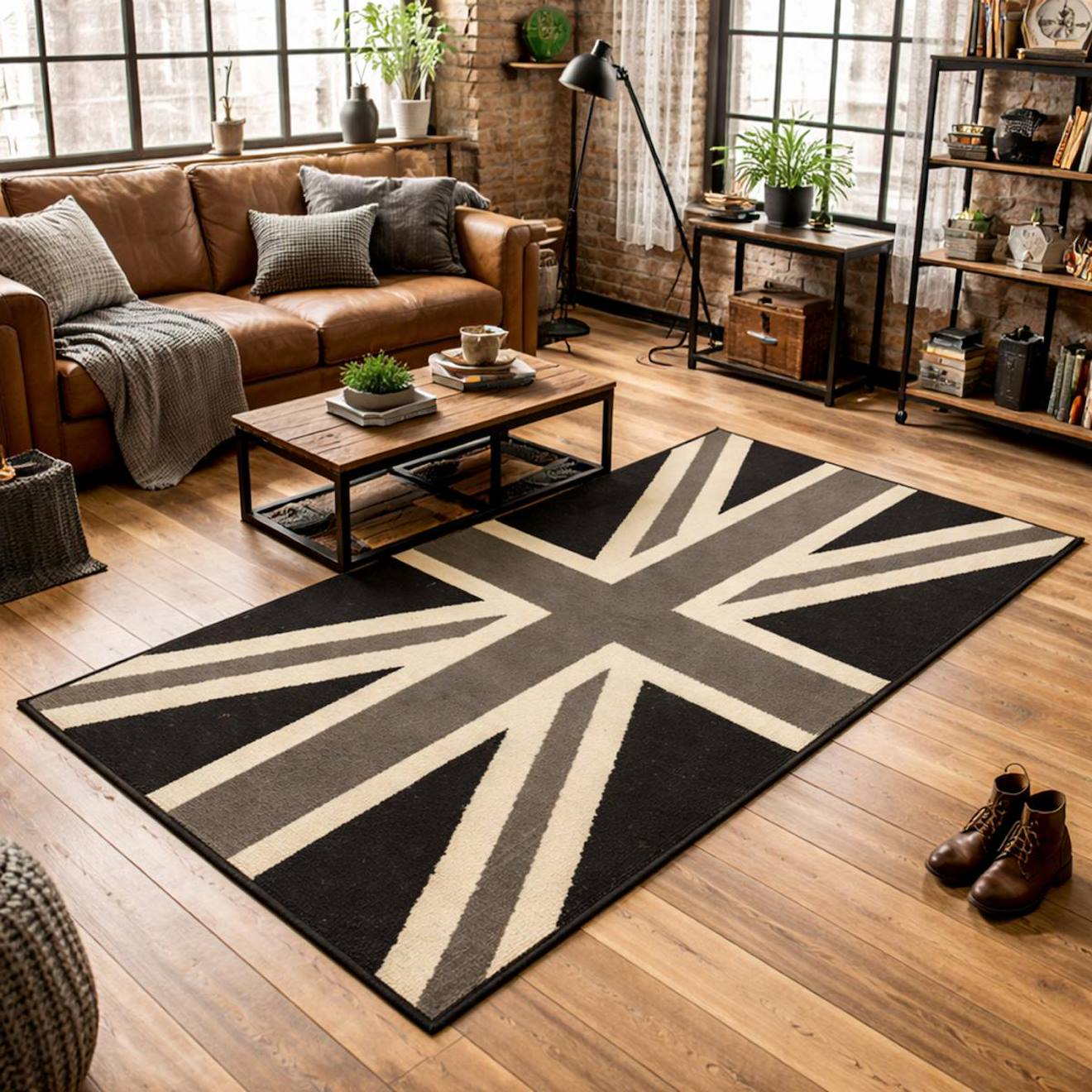 Tapis Enfant Tissé Lyn1 Unionjack Gris