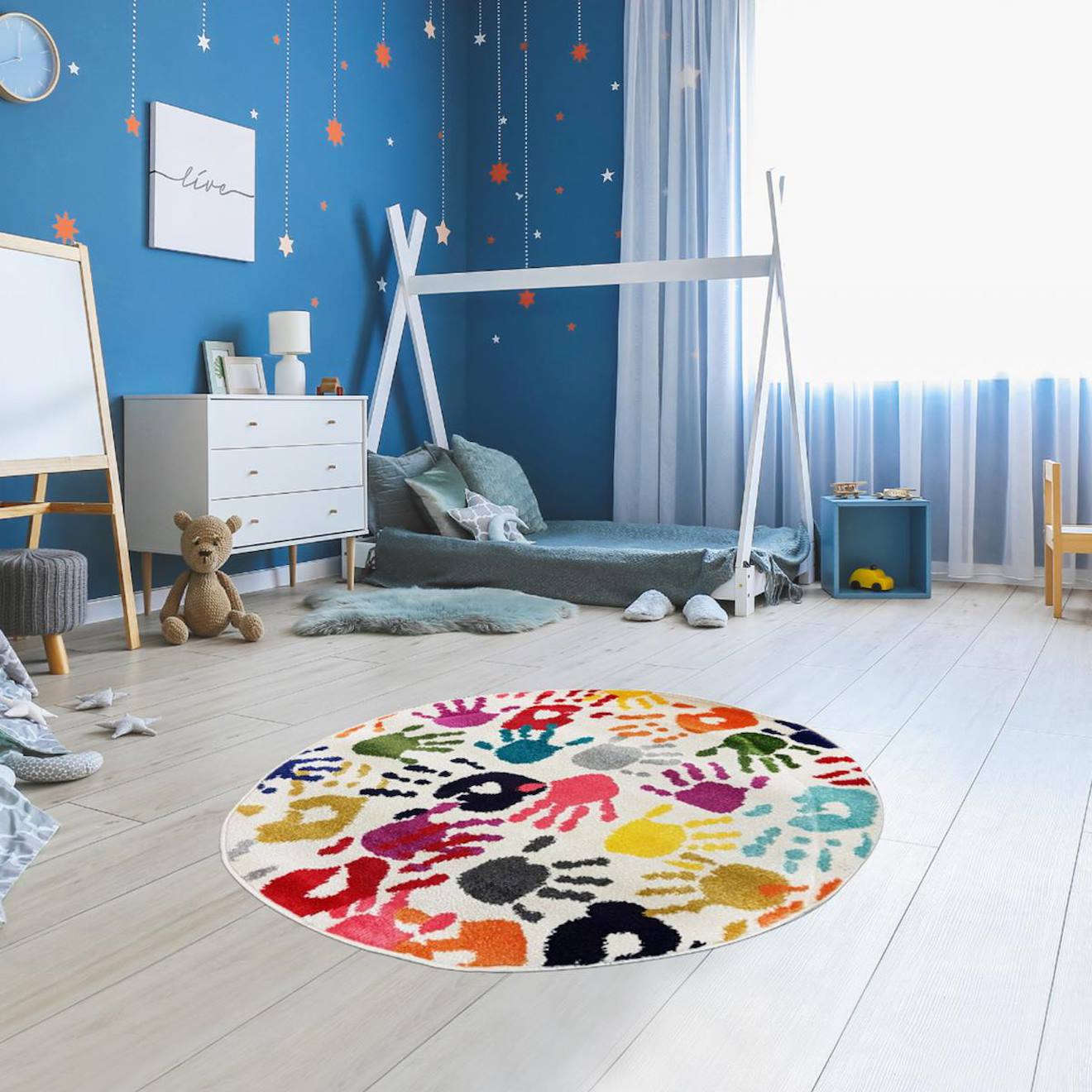 Tapis Enfant Tissé Lyn6 Handi Tapis Rond Multicolore