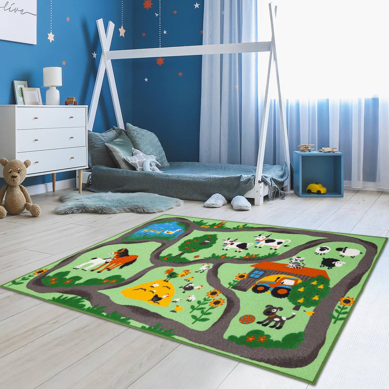 Tapis Enfant Tufté Farmroad Vert