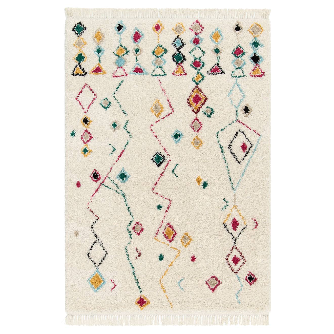 Tapis Ethnique À Franges Inspiration Bédouine Mogador Rose Poudrée