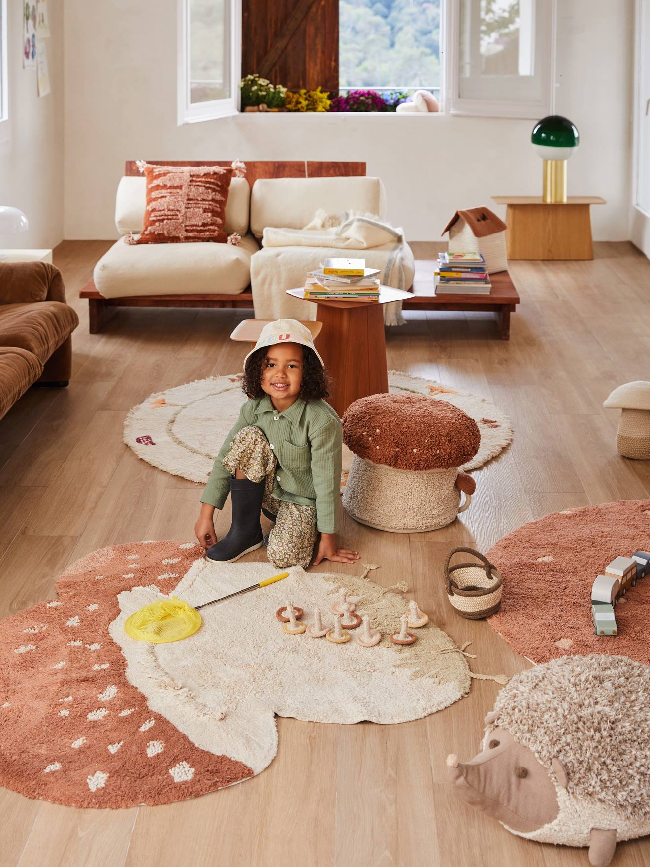 Tapis lavable Champignon beige