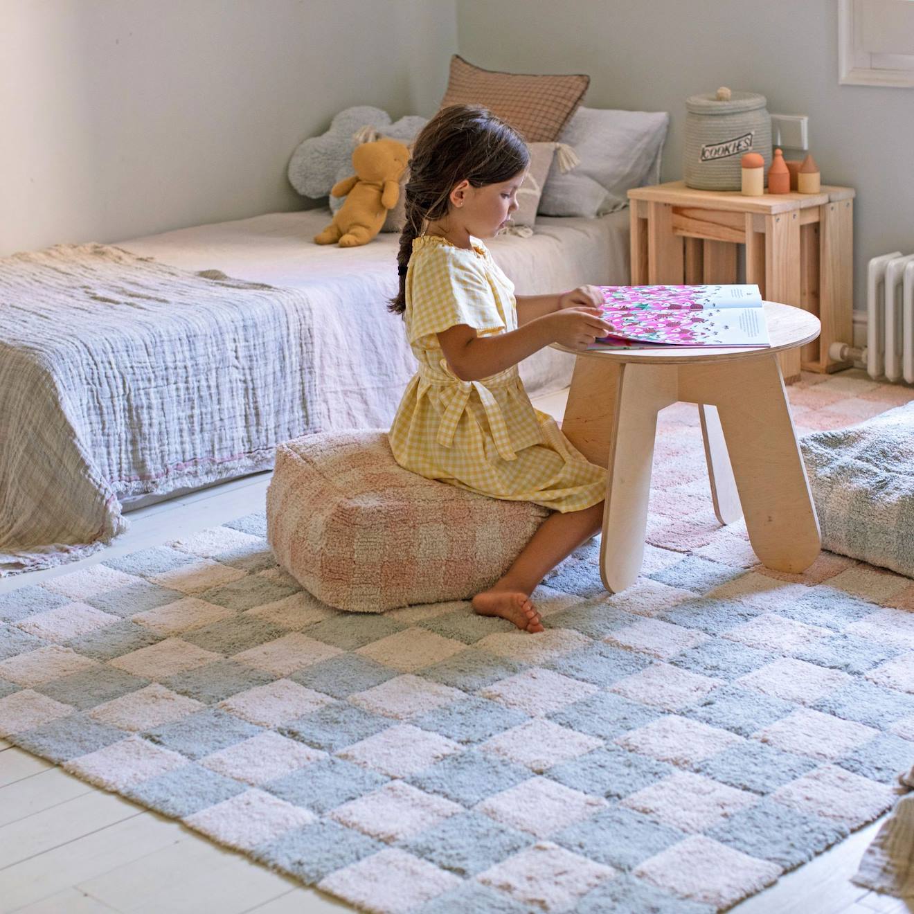 Tapis Lavable Kitchen Tiles Bleu Sauge Naturel, Bleu Sauge