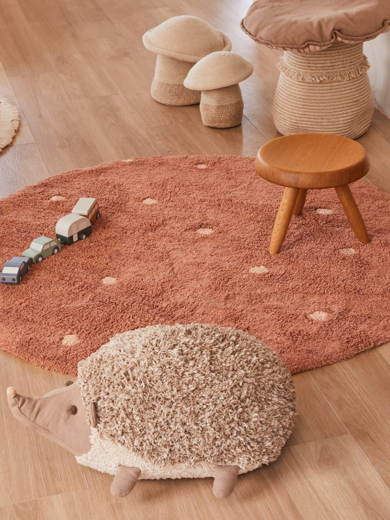 Tapis rond Dot noisette